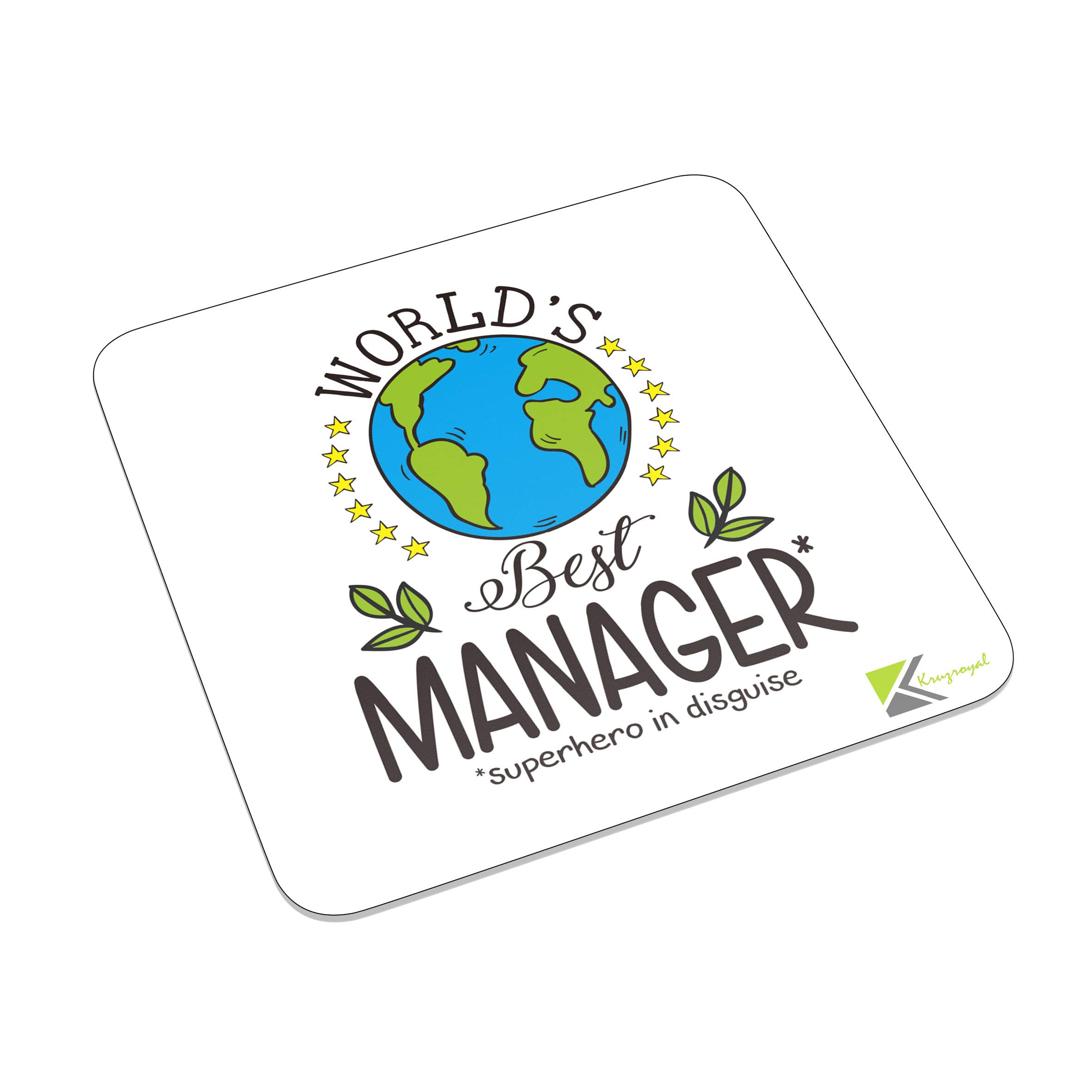 Kruzroyal Fm063 World's Best Manager Novelty Funny Idea Glossy Metal Square Fridge Magnet
