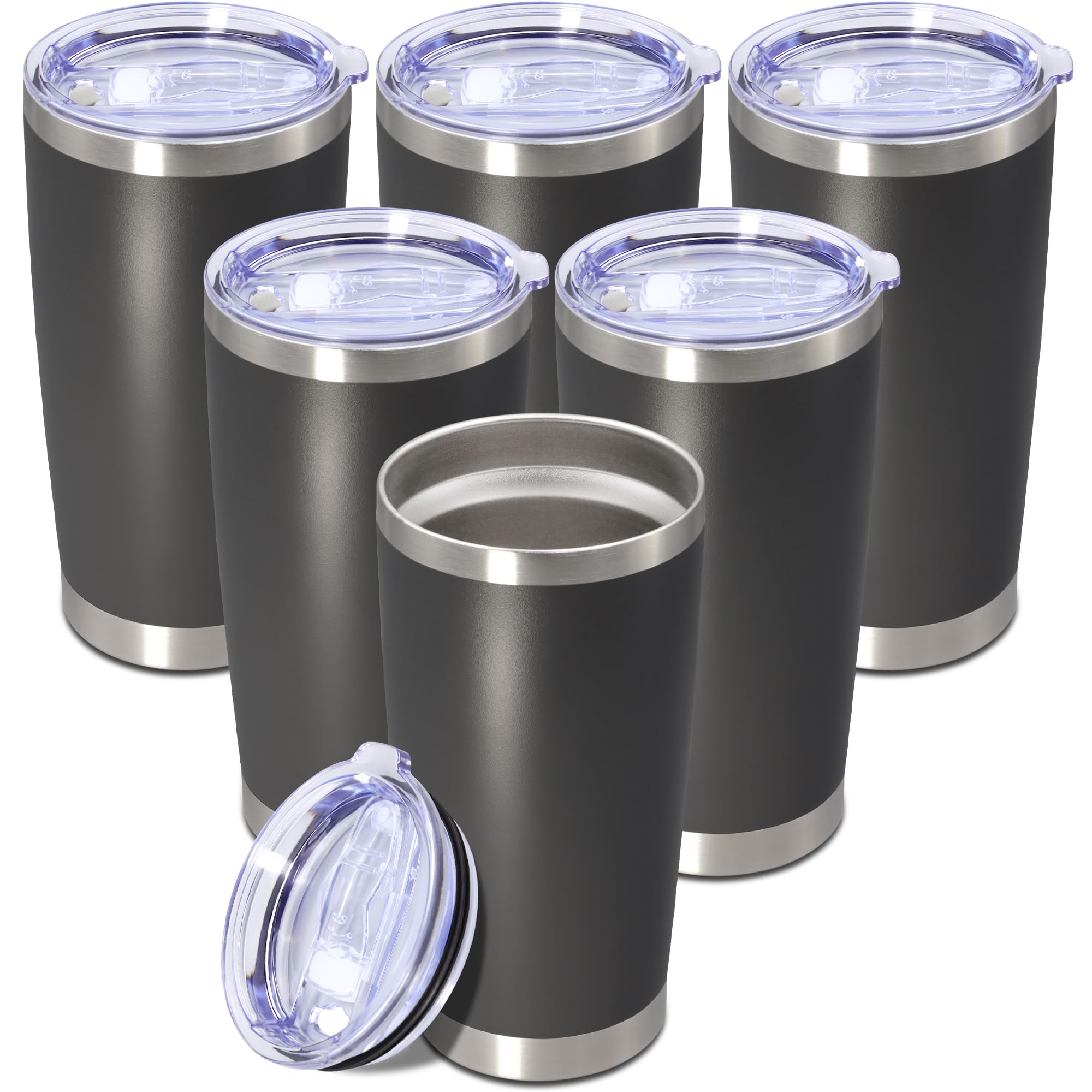20oz Tumbler Insulated Tumblers Vacuum Coffee Mug with Lid Grey 6Pack