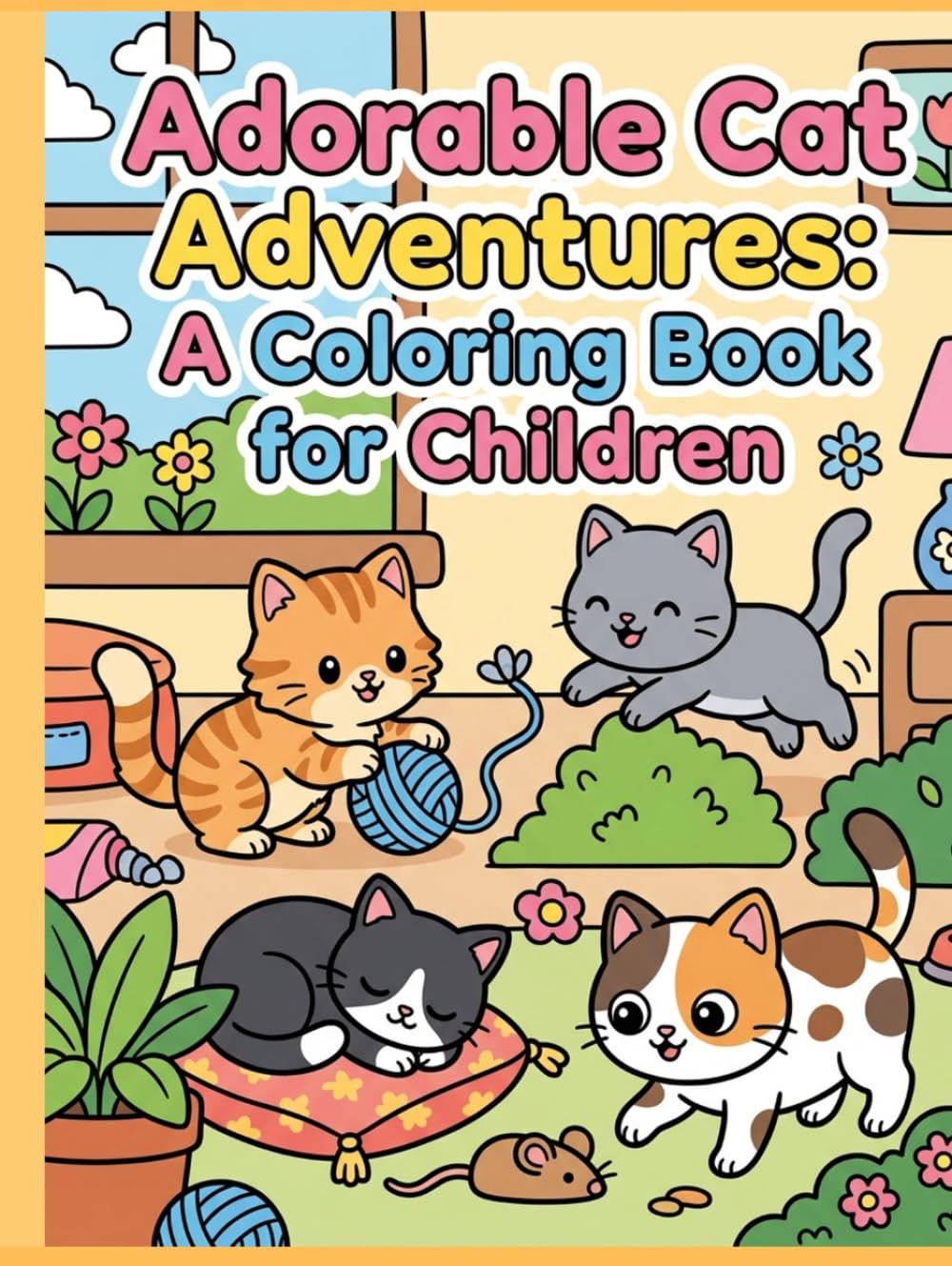 Adorable Cat Adventures: A Coloring Book for Children: A Fun and Easy Cute Cat Coloring Book with Simple Designs for Little Artists