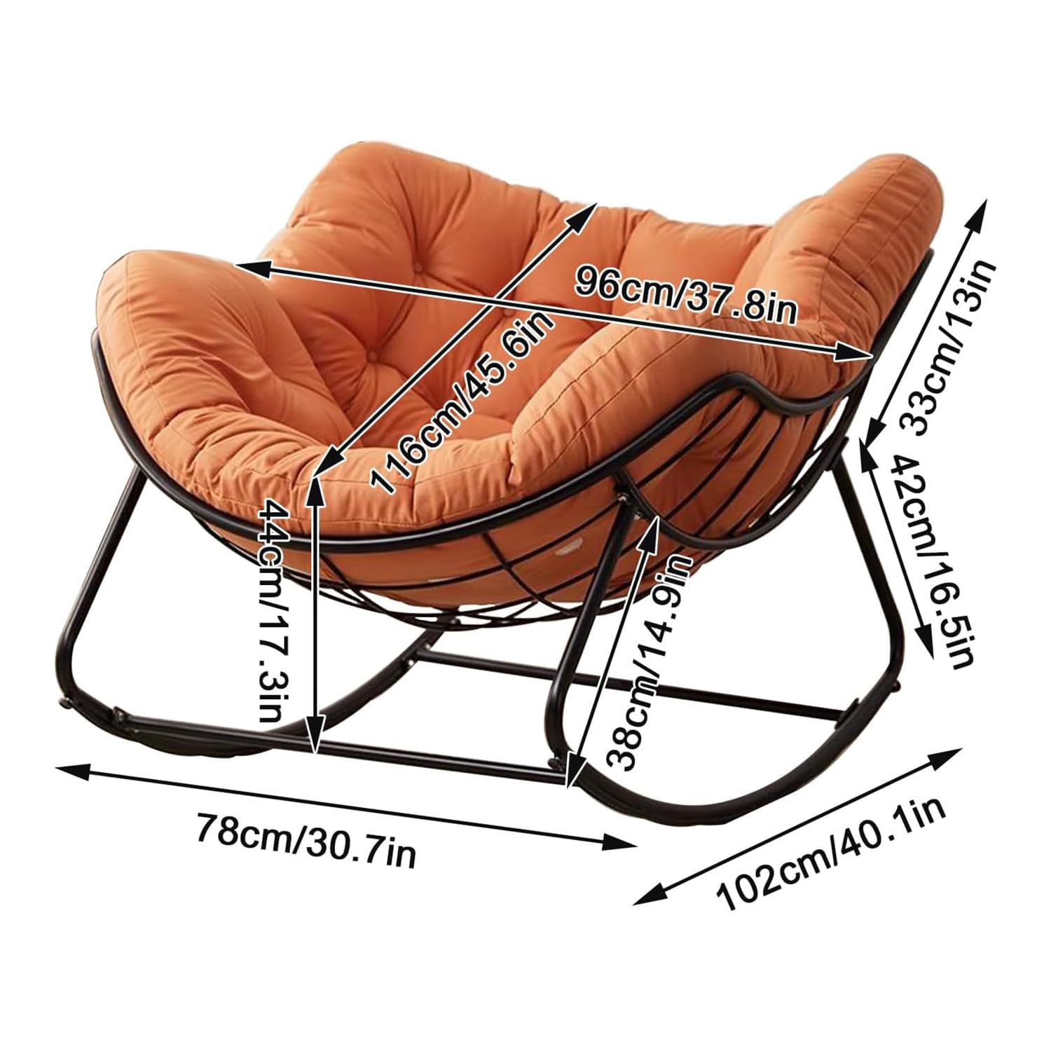 Moderna Mecedora con Respaldo Alto, tapicería, Silla de Deslizamiento para Sala de Estar/Dormitorio/Patio Trasero/balcón,2