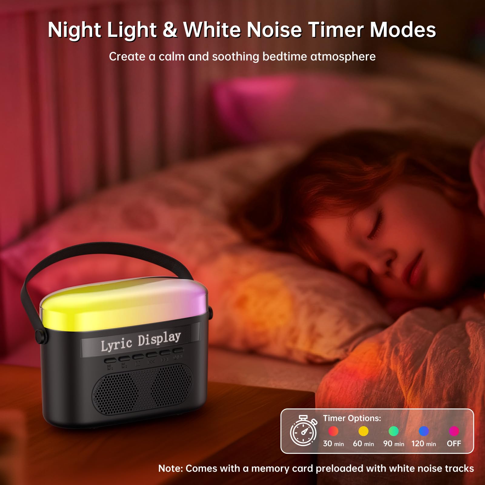 Mini macchina per karaoke per bambini e adulti, 2 microfoni wireless, luci LED Colortul, altoparlante Bluetooth portatile per esterni - Nero