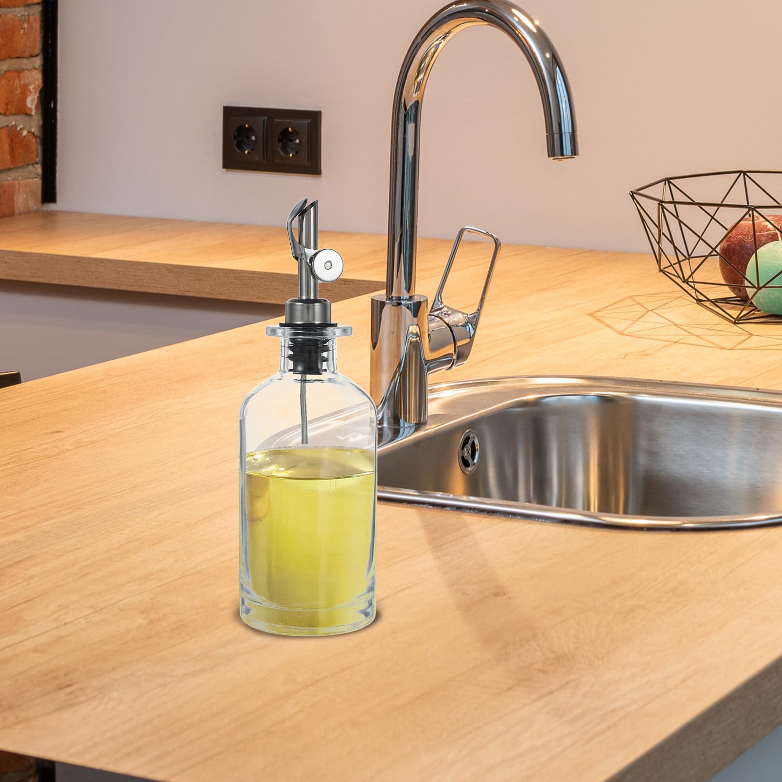 ULTECHNOVO 2 Stück Ölspenderflasche für Küche 350ml aus Glas Edelstahl