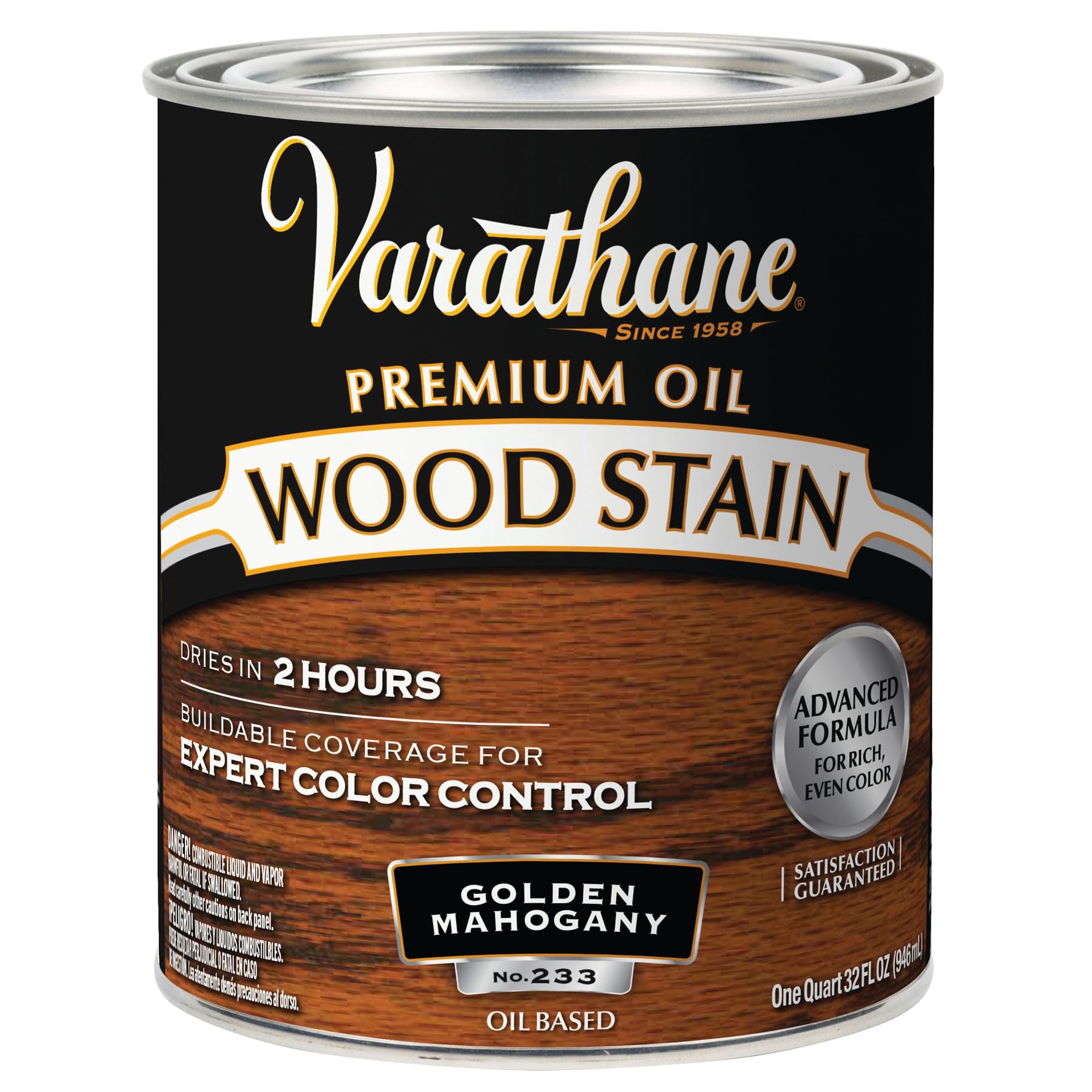 Varathane211718H Premium Wood Stain, Quart, Golden Mahogany