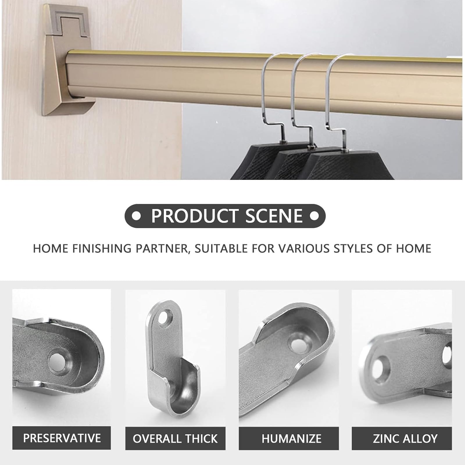 4 Supporti Per Asta Armadio - In Lega Di Zinco Nichelato | Per Tubi Fino A 16mm | Facili Da Installare - Foto 10