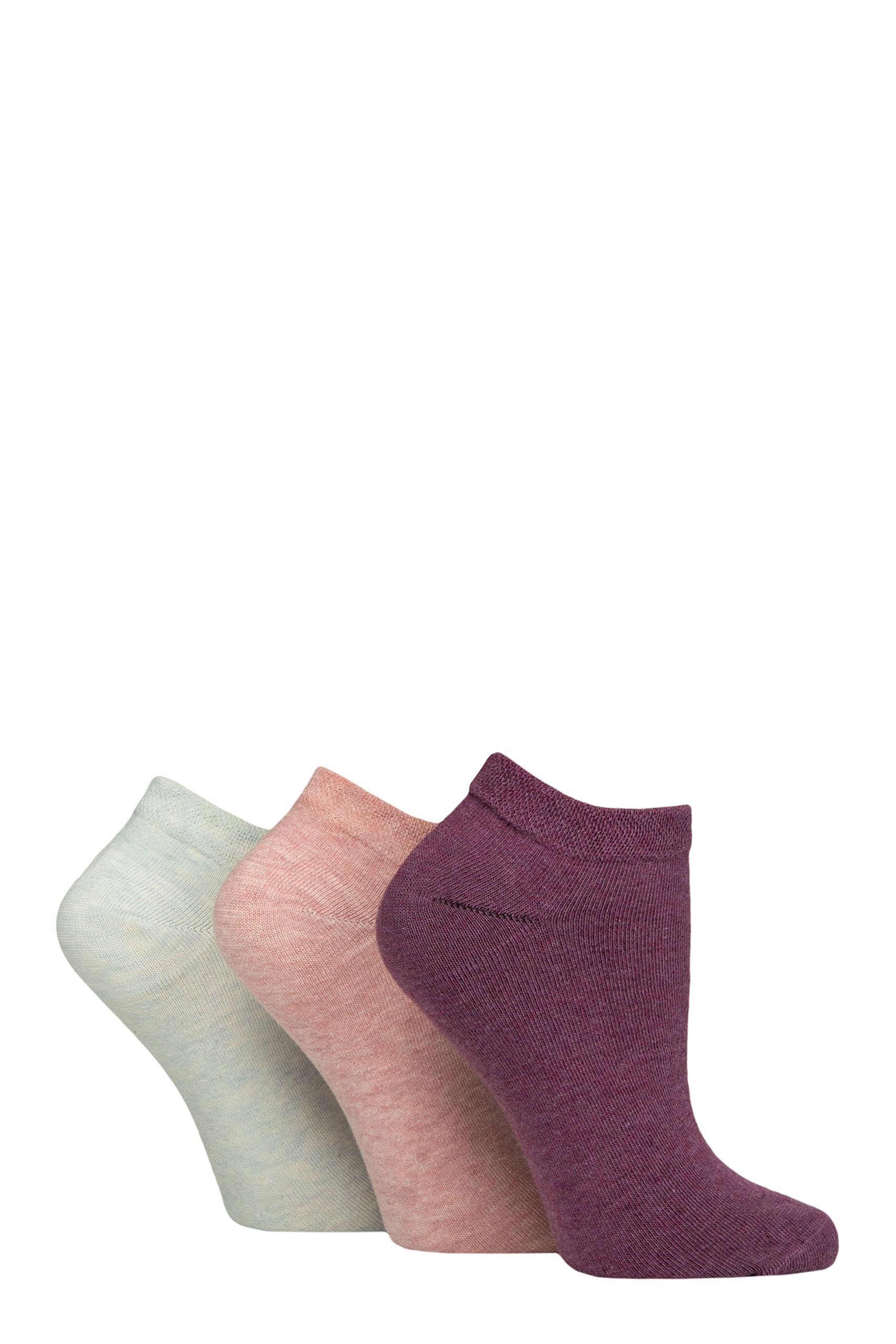 IOMI FootNurse Womens Diabetic Trainer Socks Cotton, Gentle Grip Top, Smooth Toe Seams, Plain, Size 4-8, 3 Pair Multipack (UK, Numeric, 4, 8, Regular, Regular, Sherbert Pink/Mint/Raspberry)