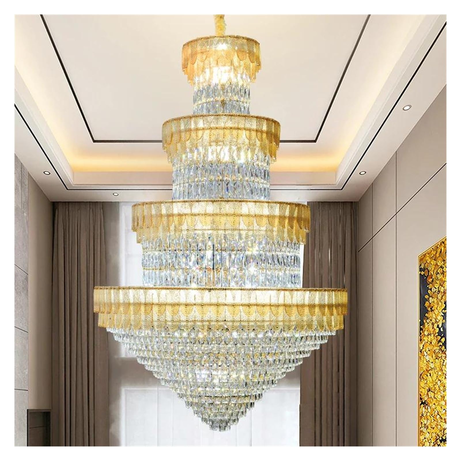 Genérico Lámparas de araña, Lámpara de araña LED lujo tendencia for sala estar, dormitorio, ambiente contemporáneo, villa, hotel, iluminación del hogar(D100cm Amber)
