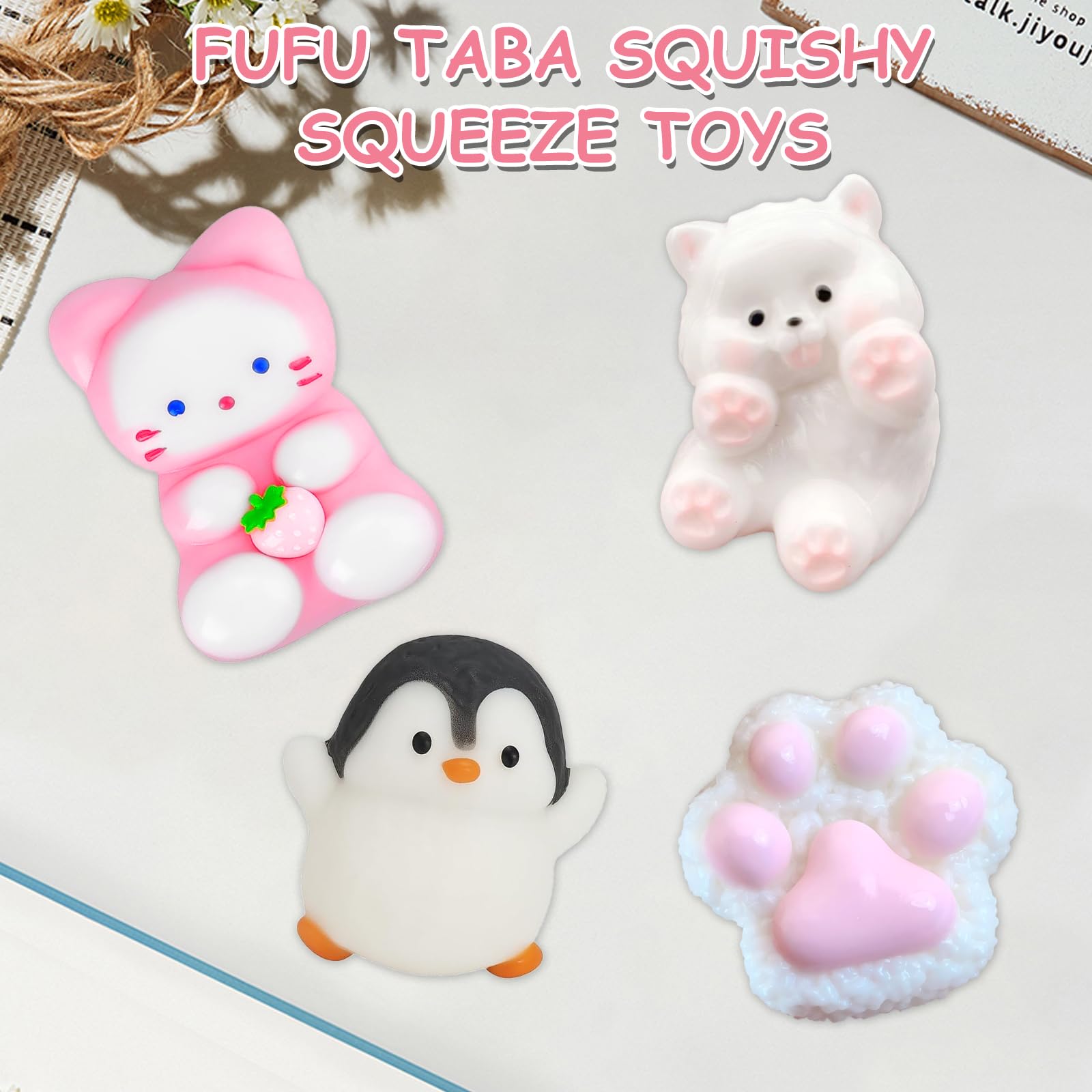LINXINS 4Pcs Taba Squishy Set Fufu Squishy Squeeze Toy Penguin Cat Puppy Cute Cat Paw Sensory Squishy Toys Anxiety Stress Relief for All Age - Image 4