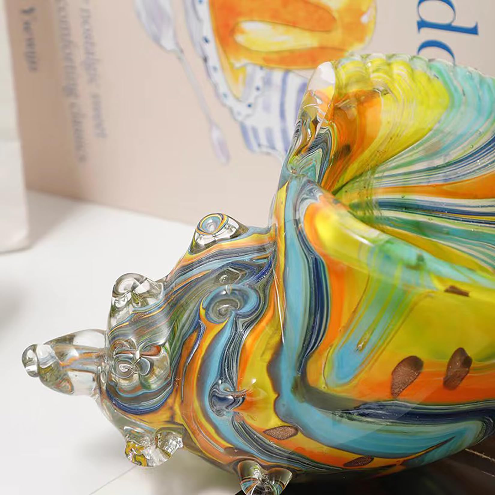 Concha de Caracol ， Escultura de Concha de Cristal, Hecha a Mano, Moderna, for decoración del hogar.(Yellow)