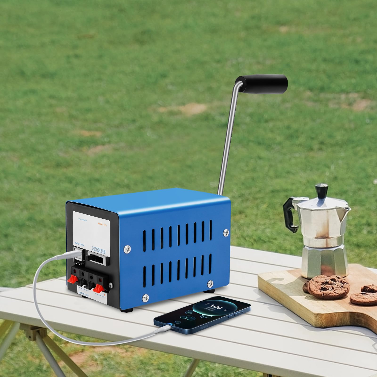 Batterie externe à manivelle, mini générateur, convient pour le camping et la randonnée