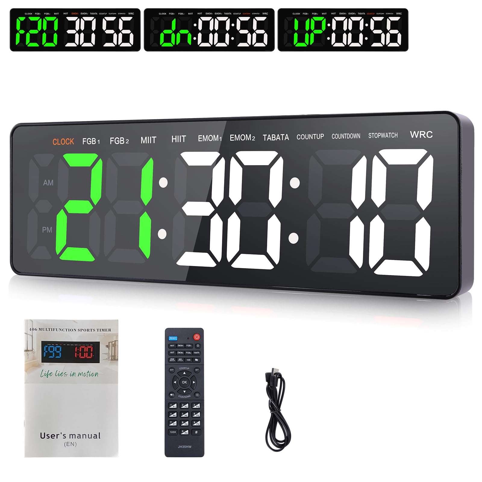 Timer da Palestra, LED Timer Allenamento a Intervallo, 16.5'' Grande Orologio da Parete Digitale con COUNTDOWN/UP Cronometro, Formazione Orologio con Telecomando per Casa Garage