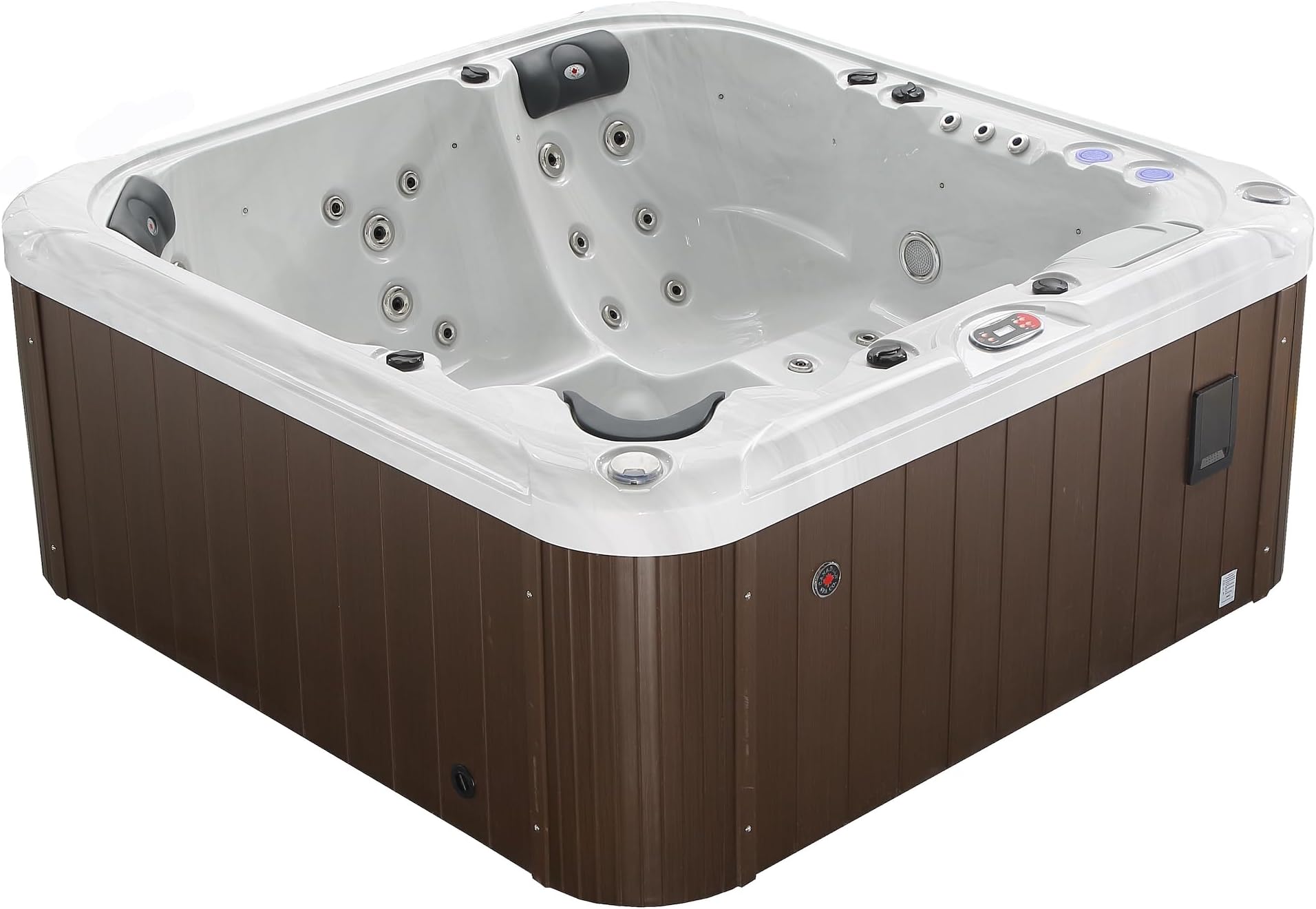 – CANADIAN SPA CO. London AI Hot Tub | 6-Person 44-Jet | 213 x 213 cm Square, with Cover, LED Lighting, Heating and 44 Hydrotherapy massage Jets, Year-Round Use