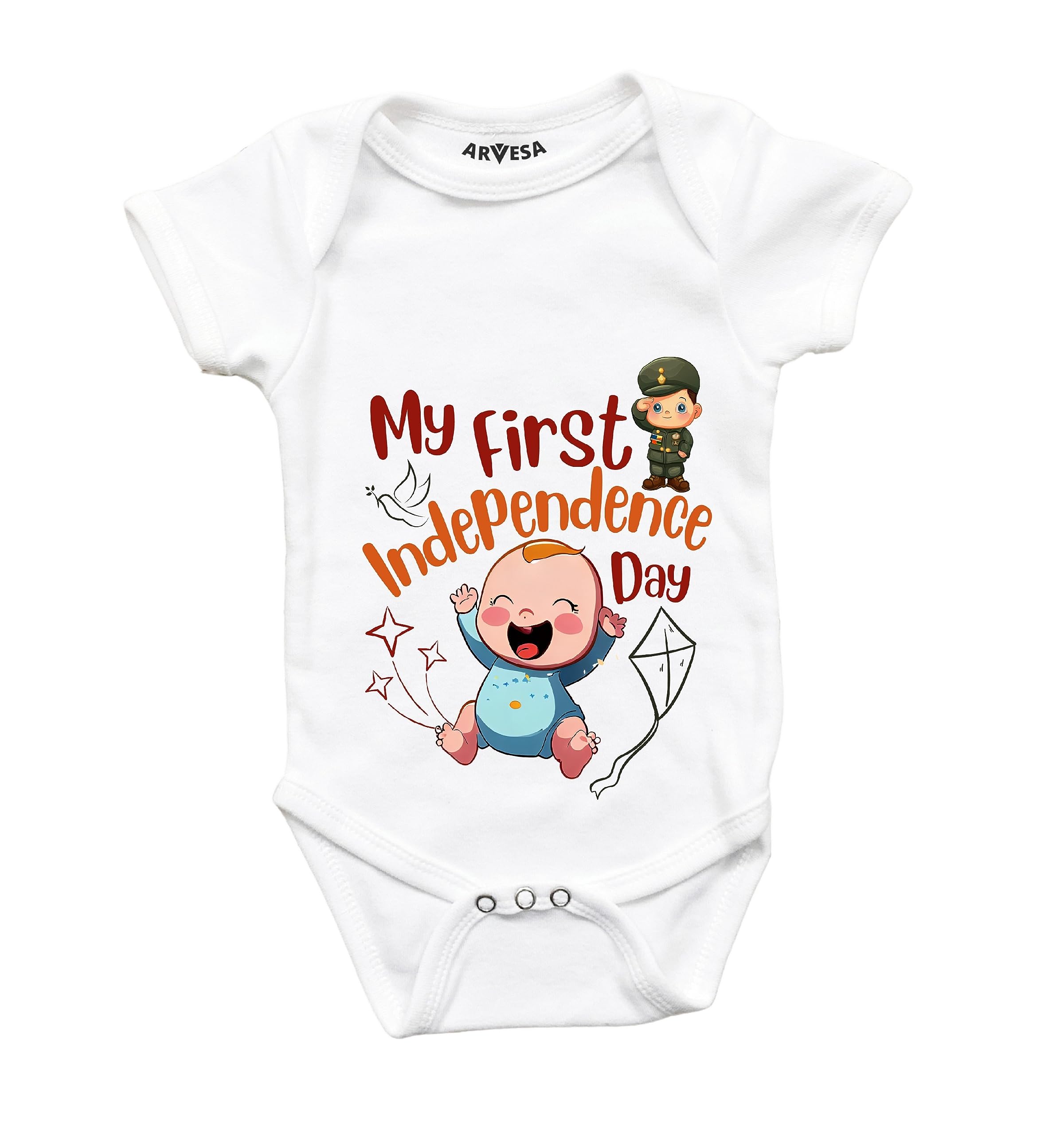 ARVESA First Independence Day Baby Theme Unisex Baby Sleeve Kids Romper, Onesies for Baby Occasion