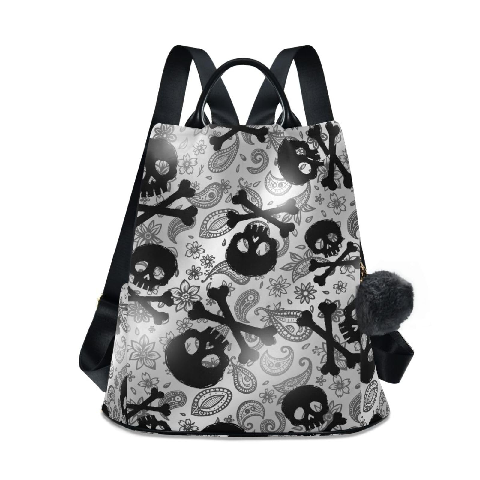 ALAZA Skull Black Gothic Backpack Purse for Women Fashion Anti-theft Handbag with Adjustable Straps Anti Theft Travel Back Pack Shoulder Bag