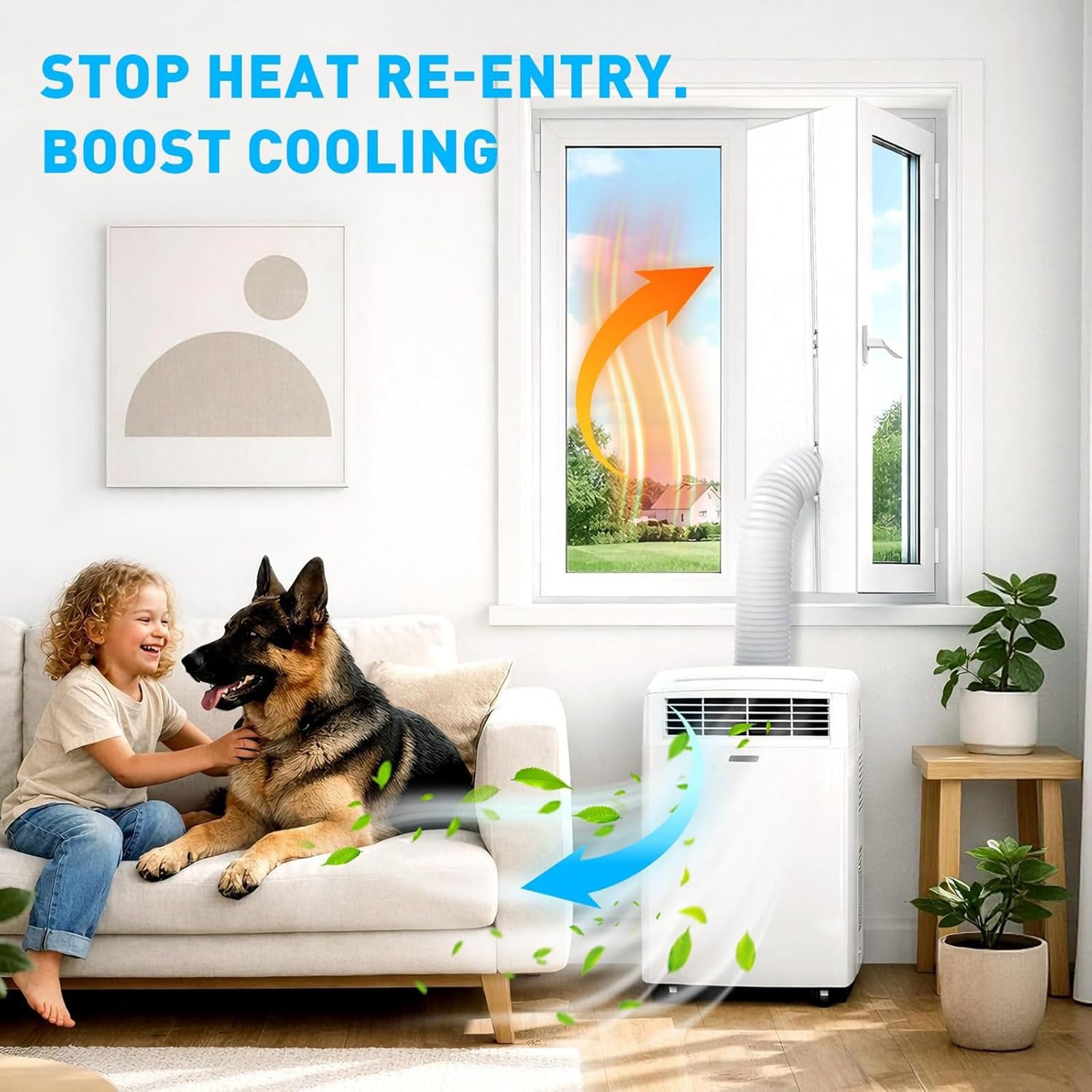 Klimaanlage Fensterabdichtung für Mobile Klima Fensterabdichtung Dachfenster, Klimageräte Wäschetrockner Ablufttrockne, Hot Air Stop Window Seal for Mobile Air Conditioners(Double Zip, 500CM)