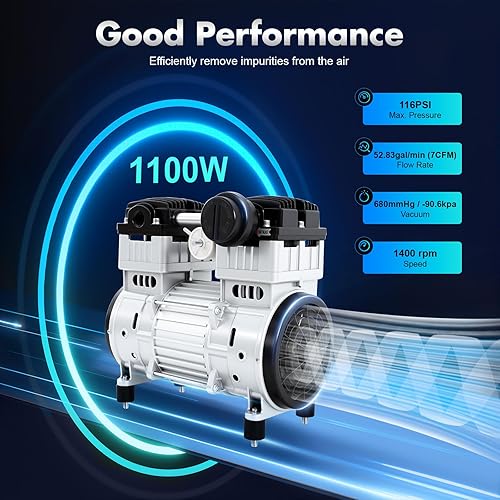 Miniatura 2 de Motor de compresor de aire sin aceite, bomba de aire silenciosa sin aceite de 110 V Cabeza de compresor de aire pequeña cabeza de bomba de aire