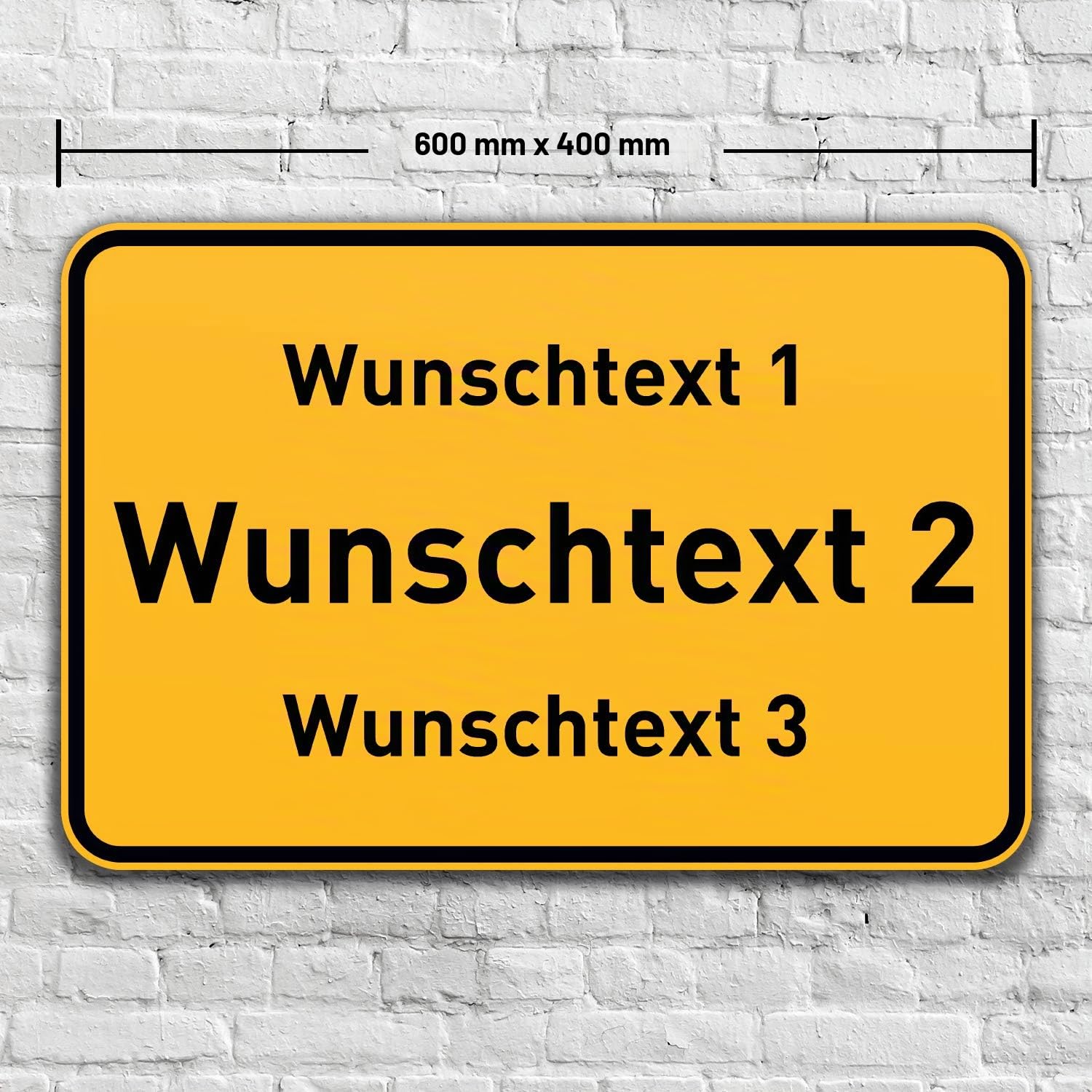 PrintPlanet® Ortsschild mit eigenem Text oder Namen personalisiert – Schild aus 5 mm PVC Kunststoff – Größe 600 mm x 400 mm - Variante 3