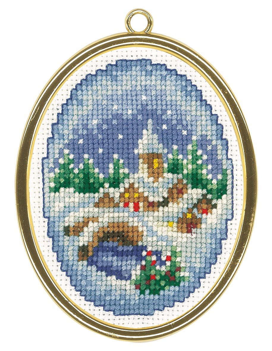 Vervaco Embroidery Kit, Winter Villages (18 Count) 3/Pkg, 6 x 8 cm