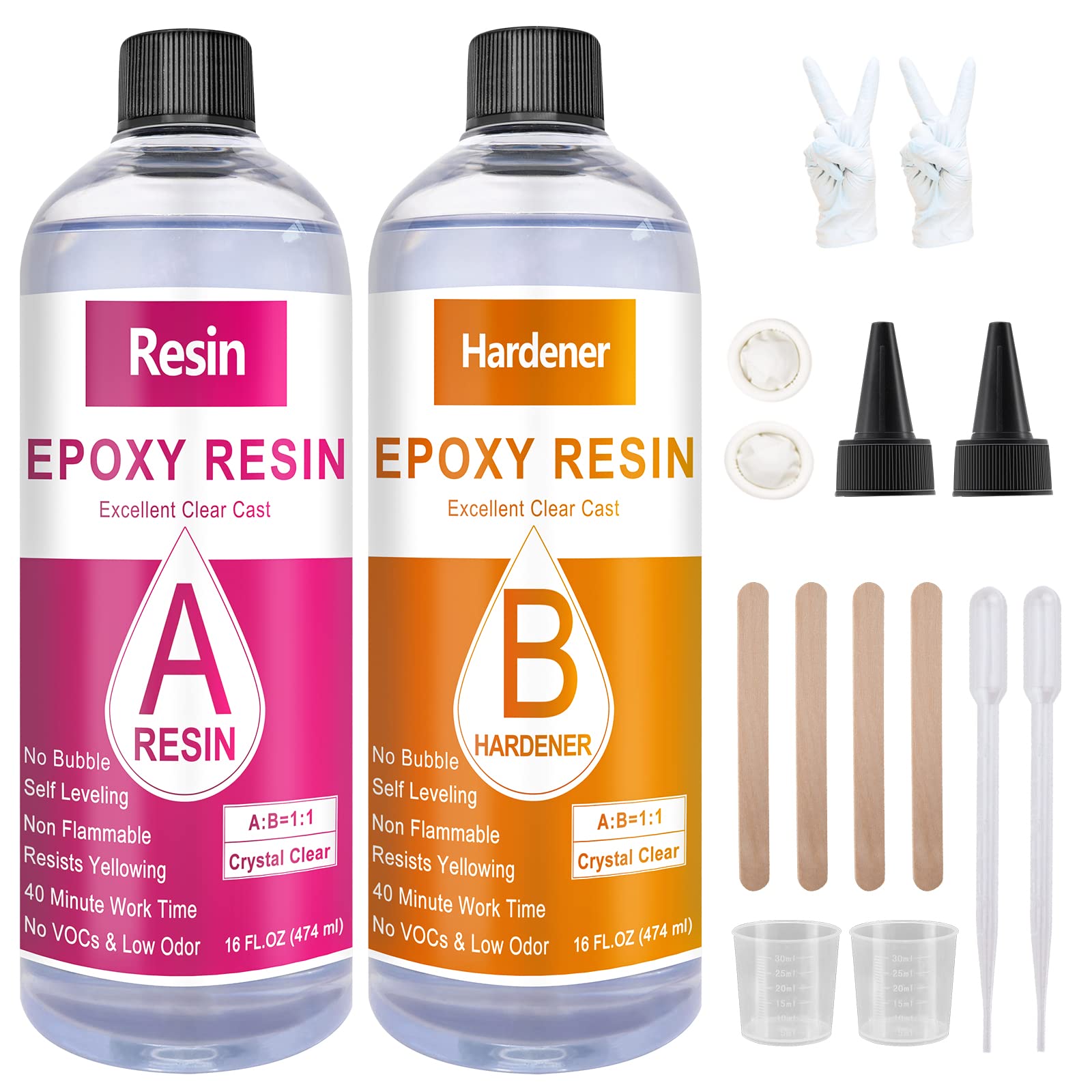 Buy Epoxy Resin32OZ Resin Kit, Epoxy Resin Crystal ClearNot Yellowing