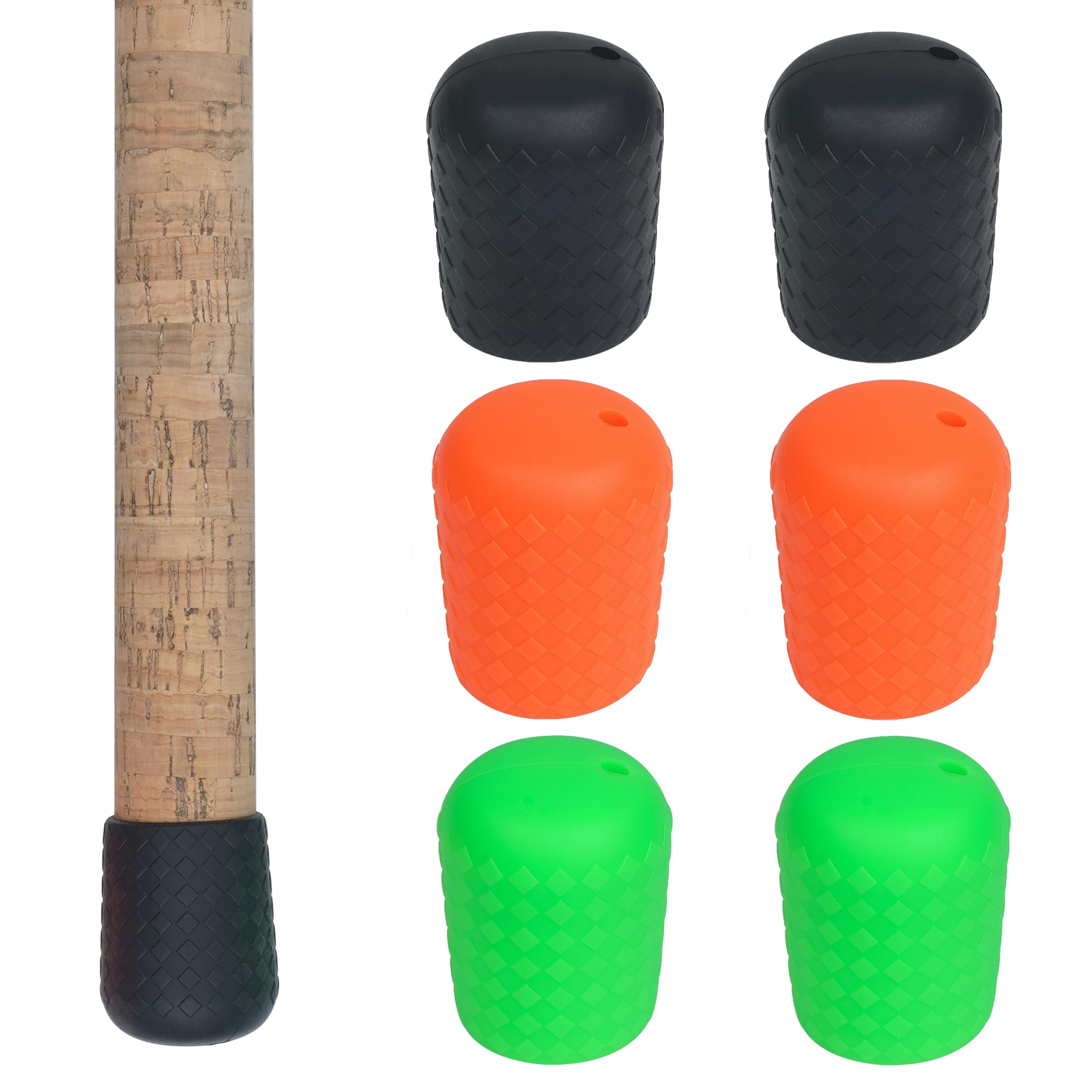 Fishing Rod Butt Cushion, Silicone Butt Cap End Seat Protector 3 Sizes Non‑Slip Stand Fixing Pole Holder Cushion Fishing Gear Equipment (S#-6pcs-Fit for 0.87"-1.02"(22mm-26mm) Rod Butt)