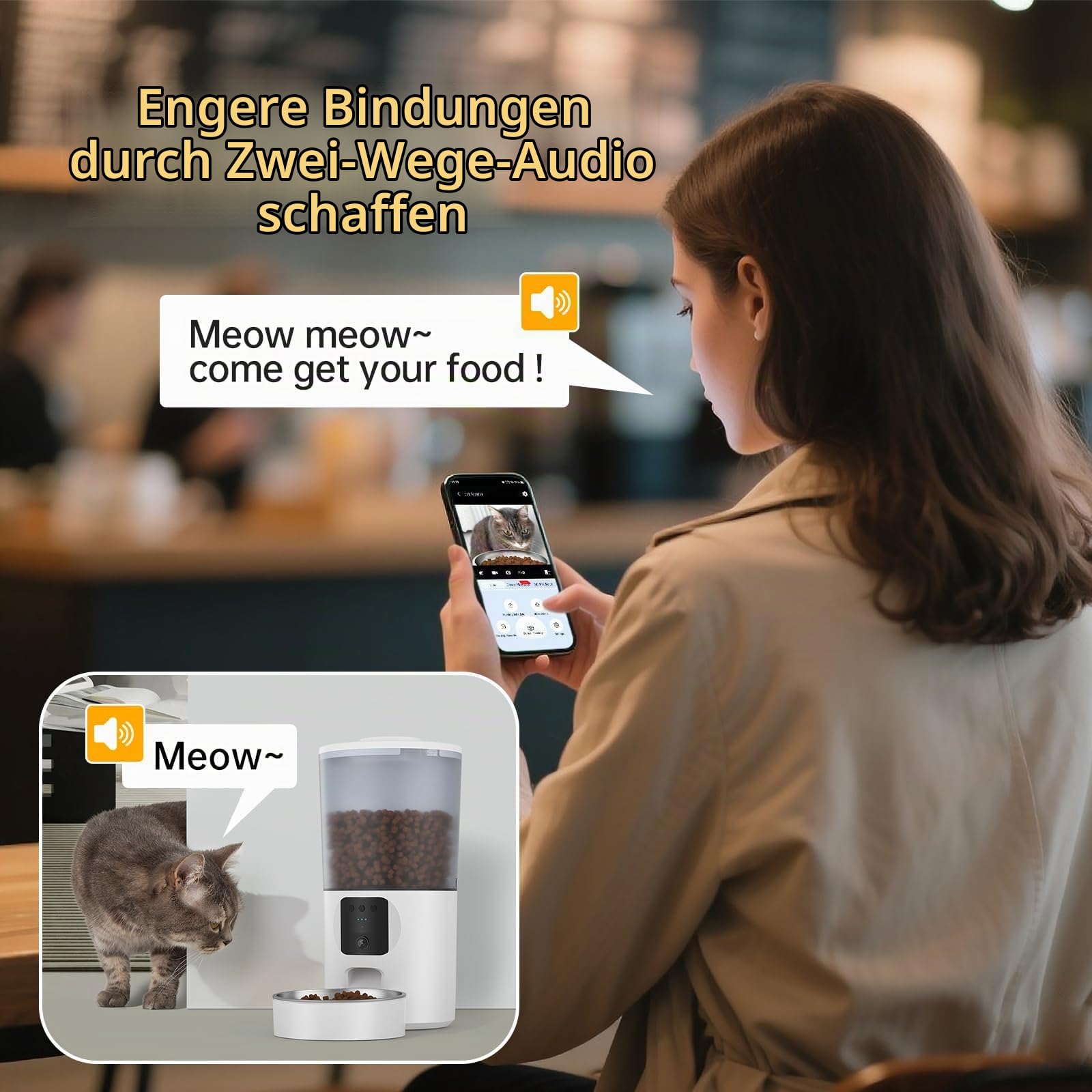 Futterautomat Katze 5L mit Kamera für Trockenfutter
