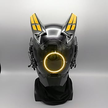 サイバーパンクマスク LED発光 オレンジ ヘルメット コスプレ 新品未使用 Amazon | LED発光サイバーパンク マスク コスプレ ヘルメット 超