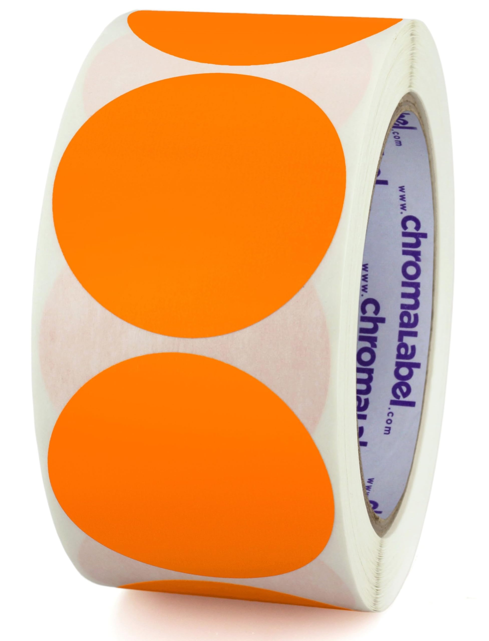 ChromaLabel 2 Inch Round Label Removable Color Code Dot Stickers, Inventory Label, 500 Labels per Roll, Orange