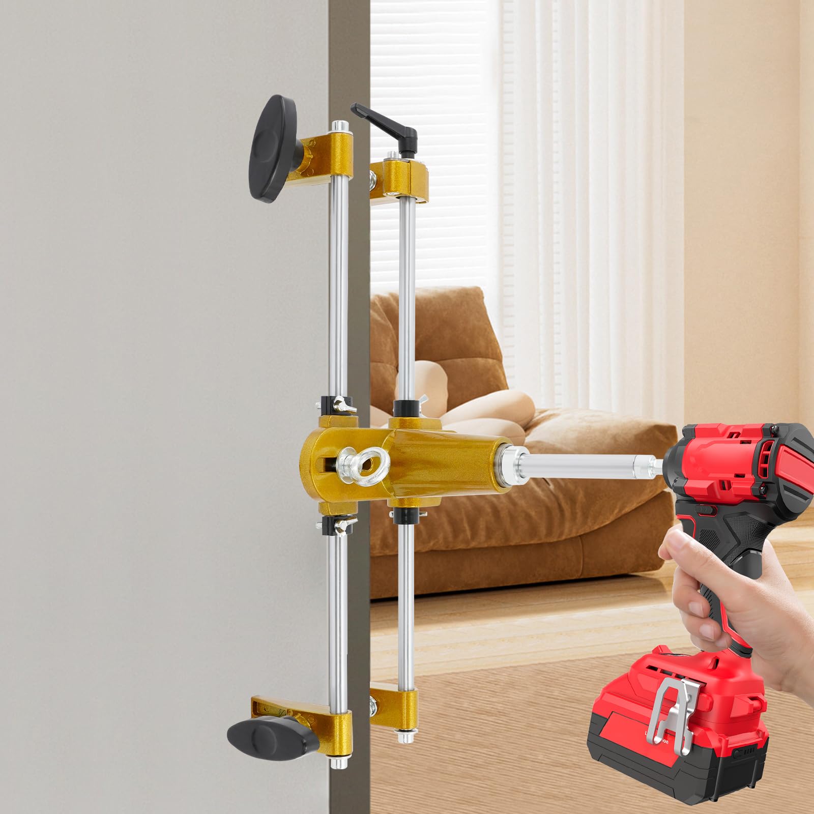 Kit d'ouvre-trou de serrure de porte, kit d'ouvre-trous pour l'installation de dispositifs enfichables de serrure de porte avec 3 têtes de coupe