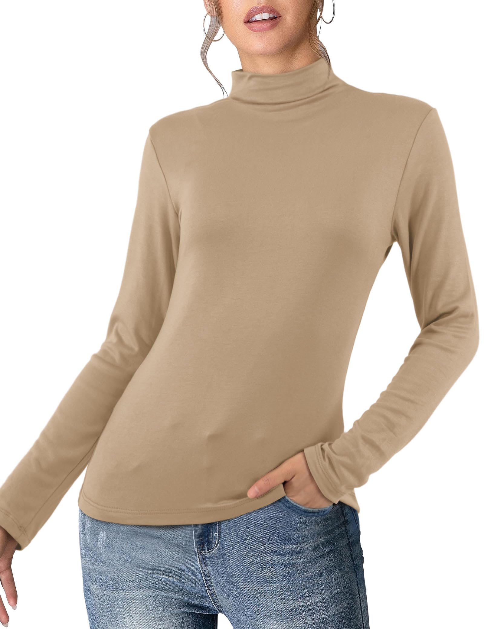 BeluringWomens Thermal Tops Turtleneck Underwear Long Sleeve T-Shirts Stretch Base Layer Tee Shirts