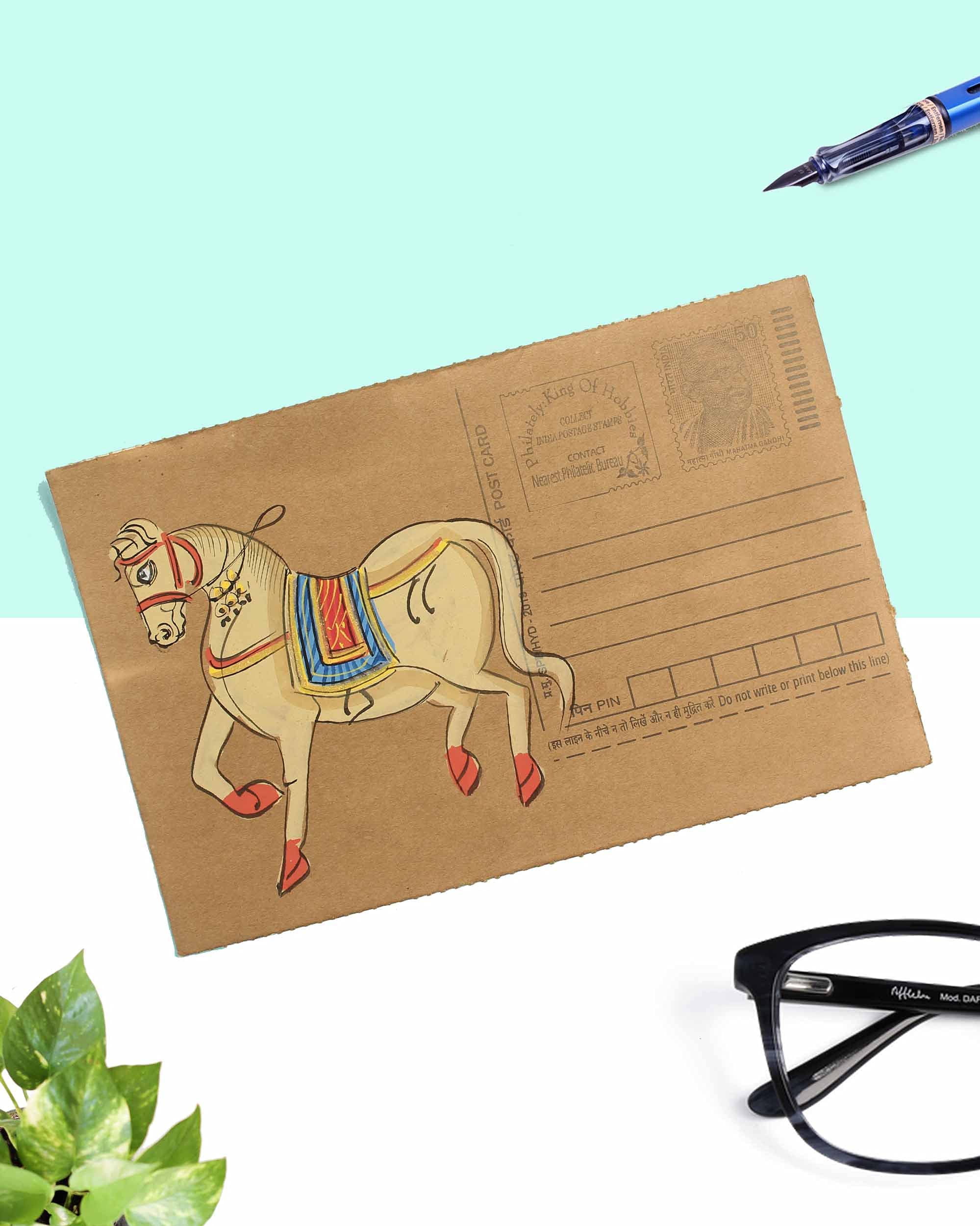 Handmade Horse Post Card Miniature Painting-picture-34