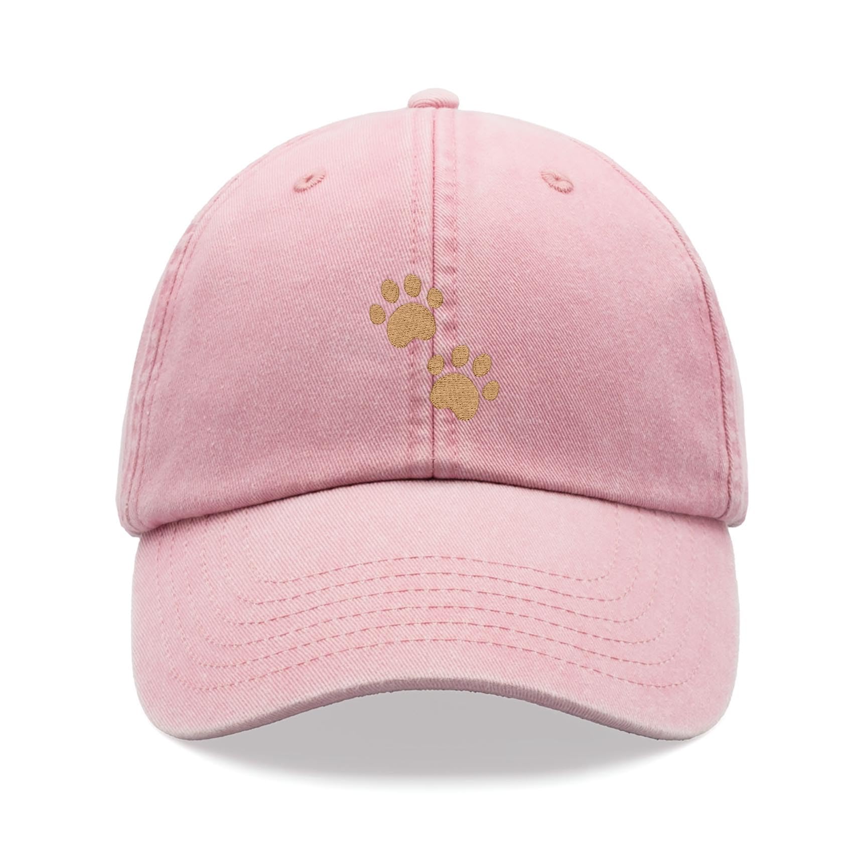 Paw Prints Baseball Cap Vintage Washed Unisex Dad Hat Adjustable Pink