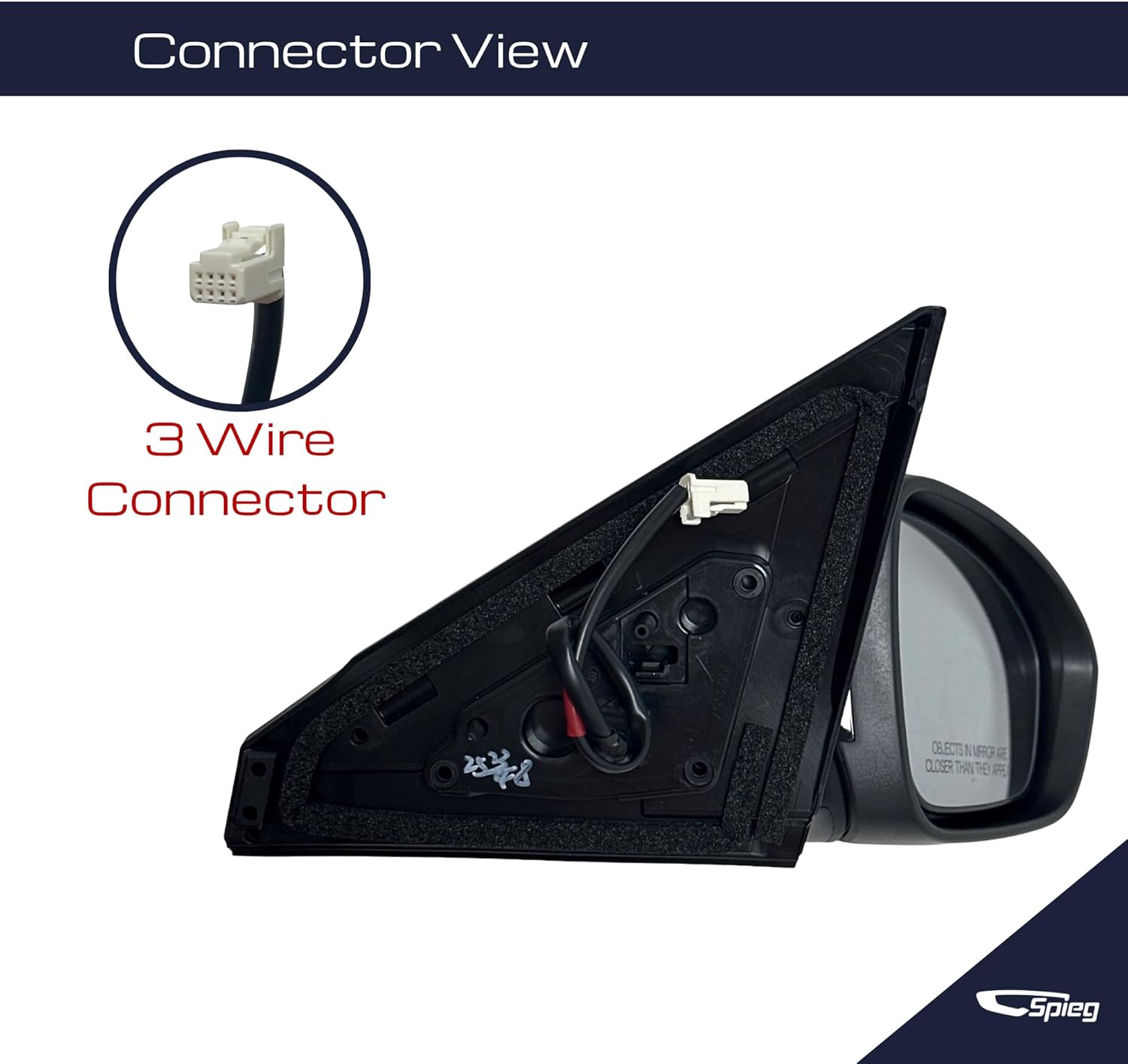 Spieg Passenger Side Mirror for 2020-2025 Nissan Sentra Power Adjustment Non-Heated Manual Fold Painted Black 3 Pins Right NI1321326