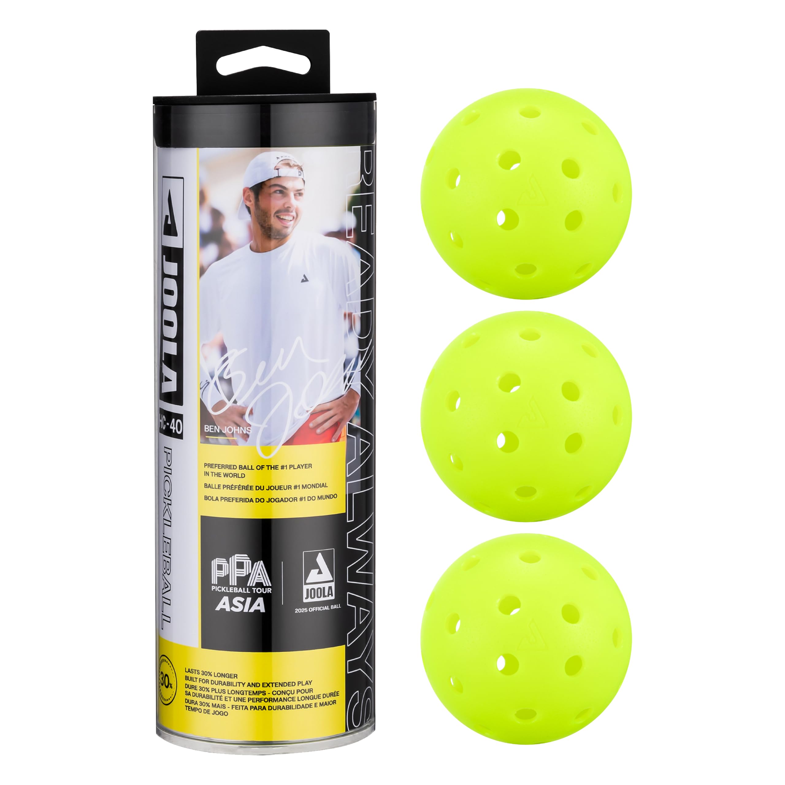 JOOLA HC-40 Pickleball - Shock Yellow - 3 Pack (Global)