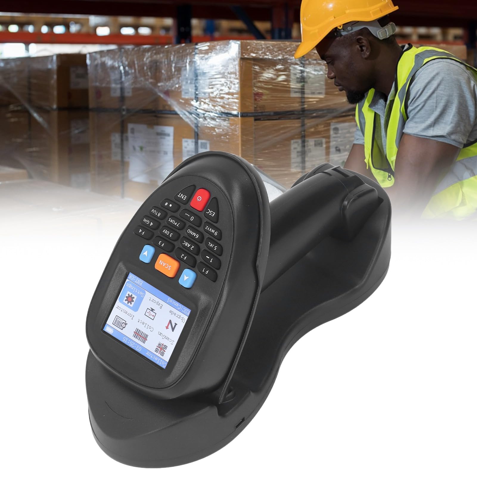 Lettore di Codici a Barre Lettore di Codici a Barre CCD Wireless a Luce Rossa da 2,4 GHz Display da 2,2 Pollici Raccoglitore Dati Lettore di Codici a Barre Base di Ricarica