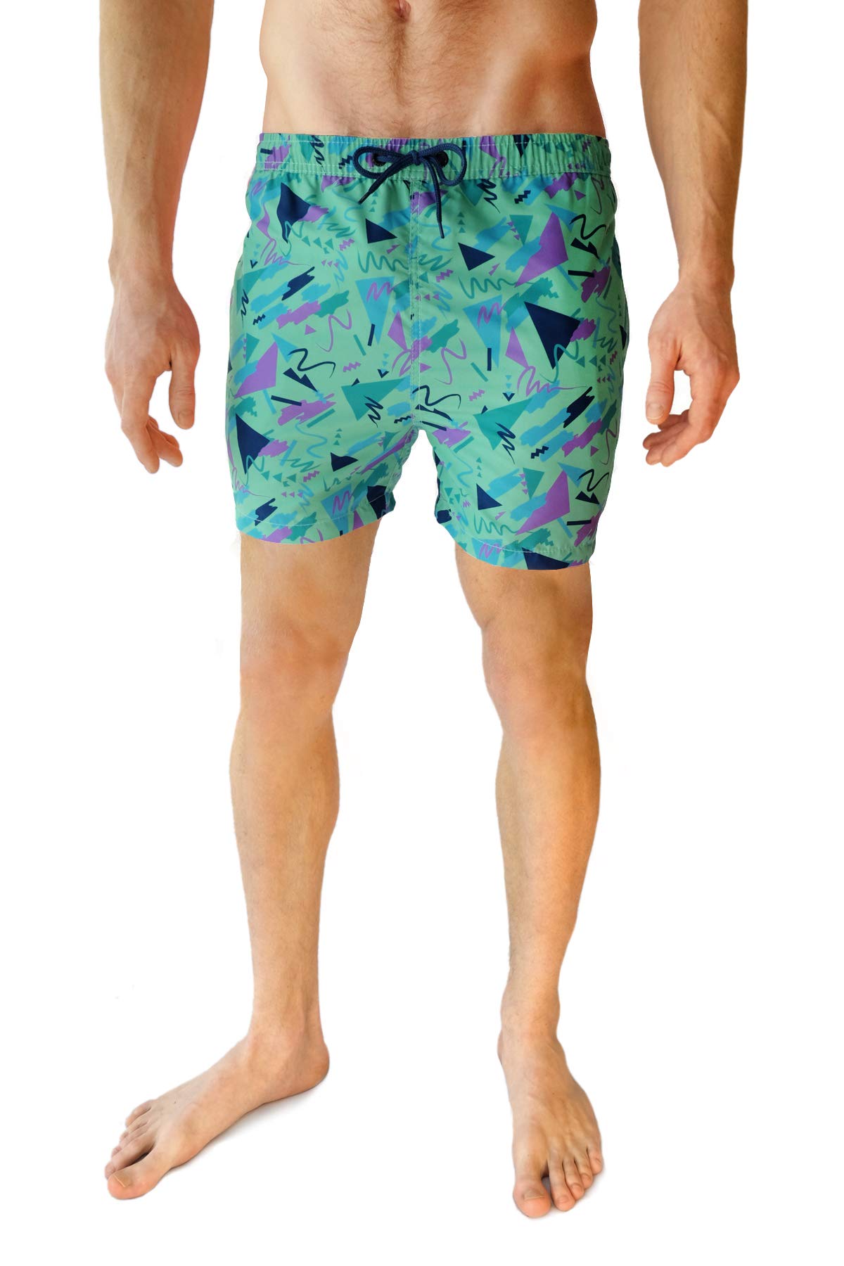 Cabana BroMen's Swim Short - The Bronanzas 80s Swim Trunk by - Green - Large