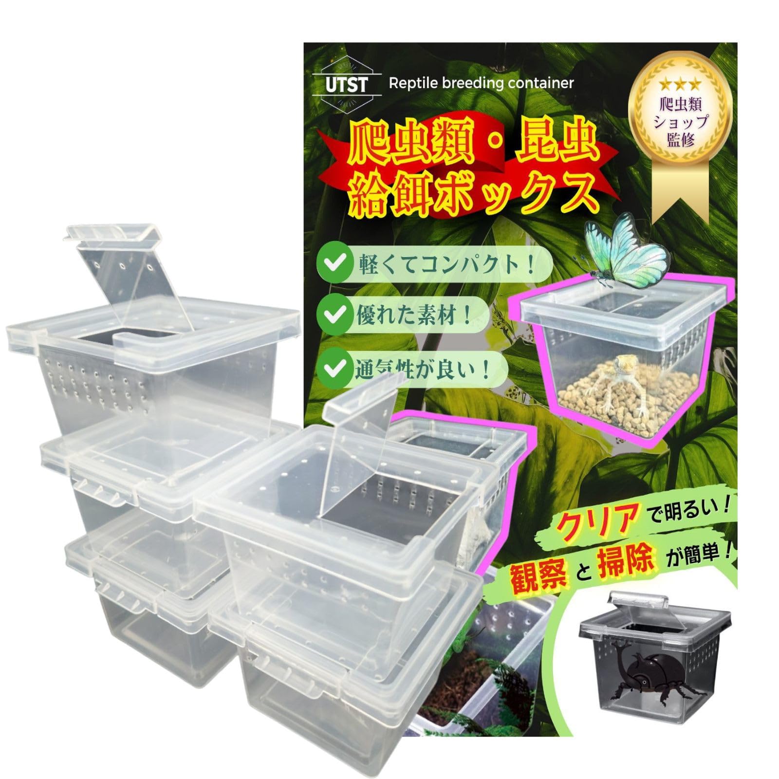 Amazon | UTST 昆虫飼育ケース 小型 コンテナ ボックス 空気穴付き