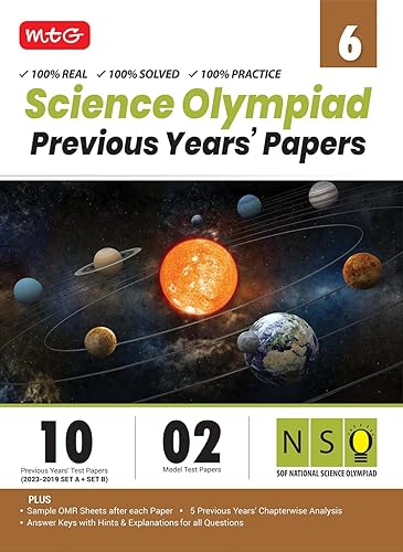 MTG NSO Class-6 Olympiad 10 Previous Years Papers (2023-2019 Set A &amp; B) Science with Mock Test Papers - Sample OMR Sheet with Chapterwise Analysis | SOF Olympiad Books For 2024-25 Exam