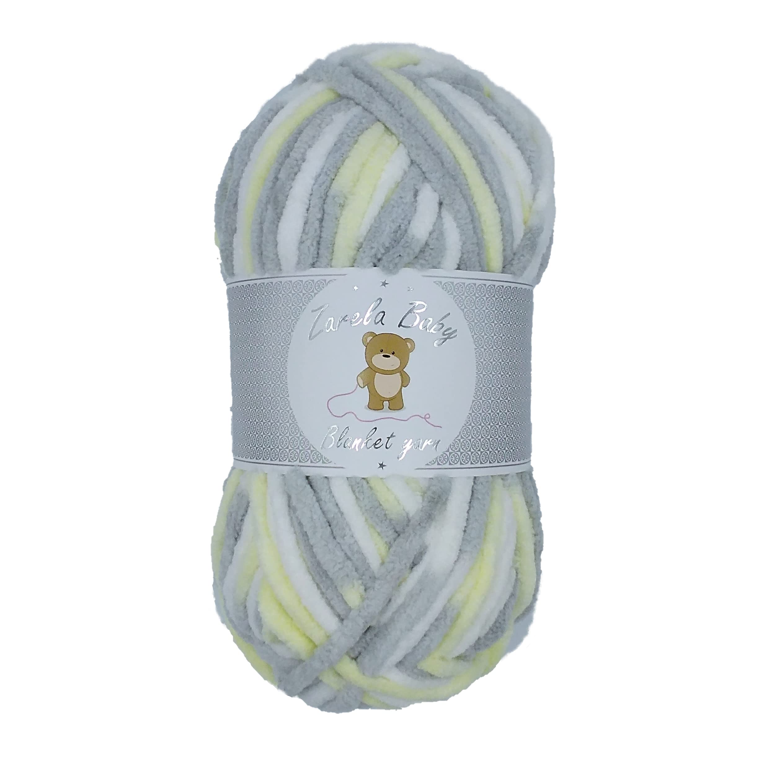 Zarela Baby Blanket Yarn (B24 White-Grey-Yellow) — image 1