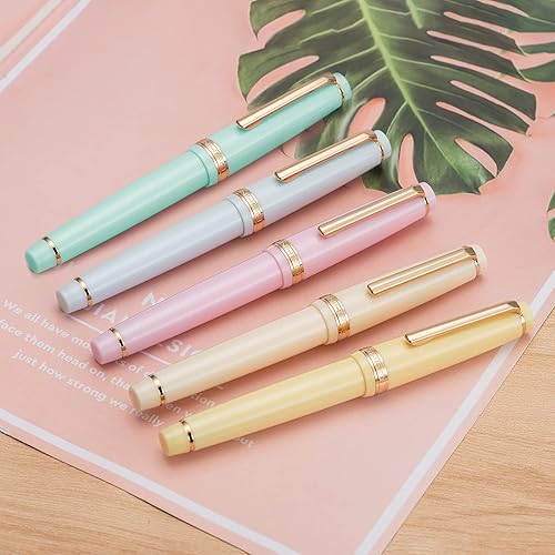 Miniatura 6 de Jinhao 82 - Pluma estilográfica acrílica rosa, punta extra fina iridio diseño clásico, bolígrafo de escritura suave con convertidor de tinta (borde