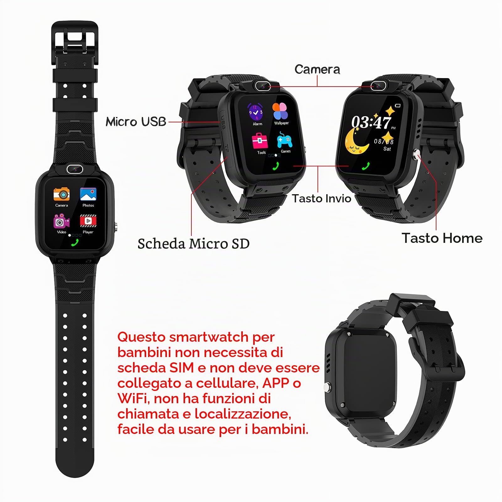 4G Smartwatch Bambini con GPS e Videochiamate, Orologio Telefono Bambino con Chiamate, Chat Vocale, SOS, Modalità Scuola, IP68, Contapassi, Sveglia, Fotocamera, Regalo per Ragazza e Ragazzo