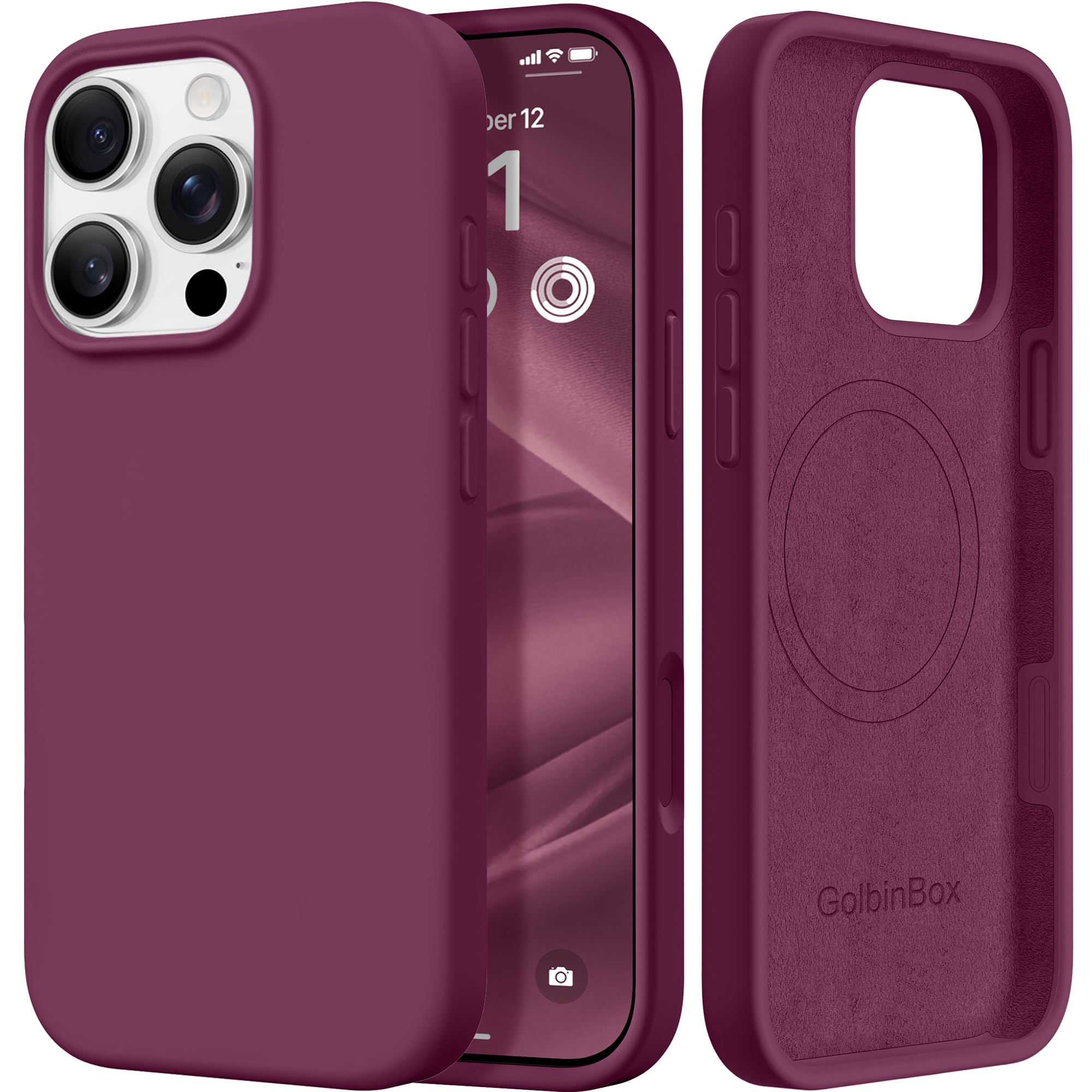 GolbinBox Magnetic for iPhone 16 Pro Max Case, Silicone Cover, Deep Red