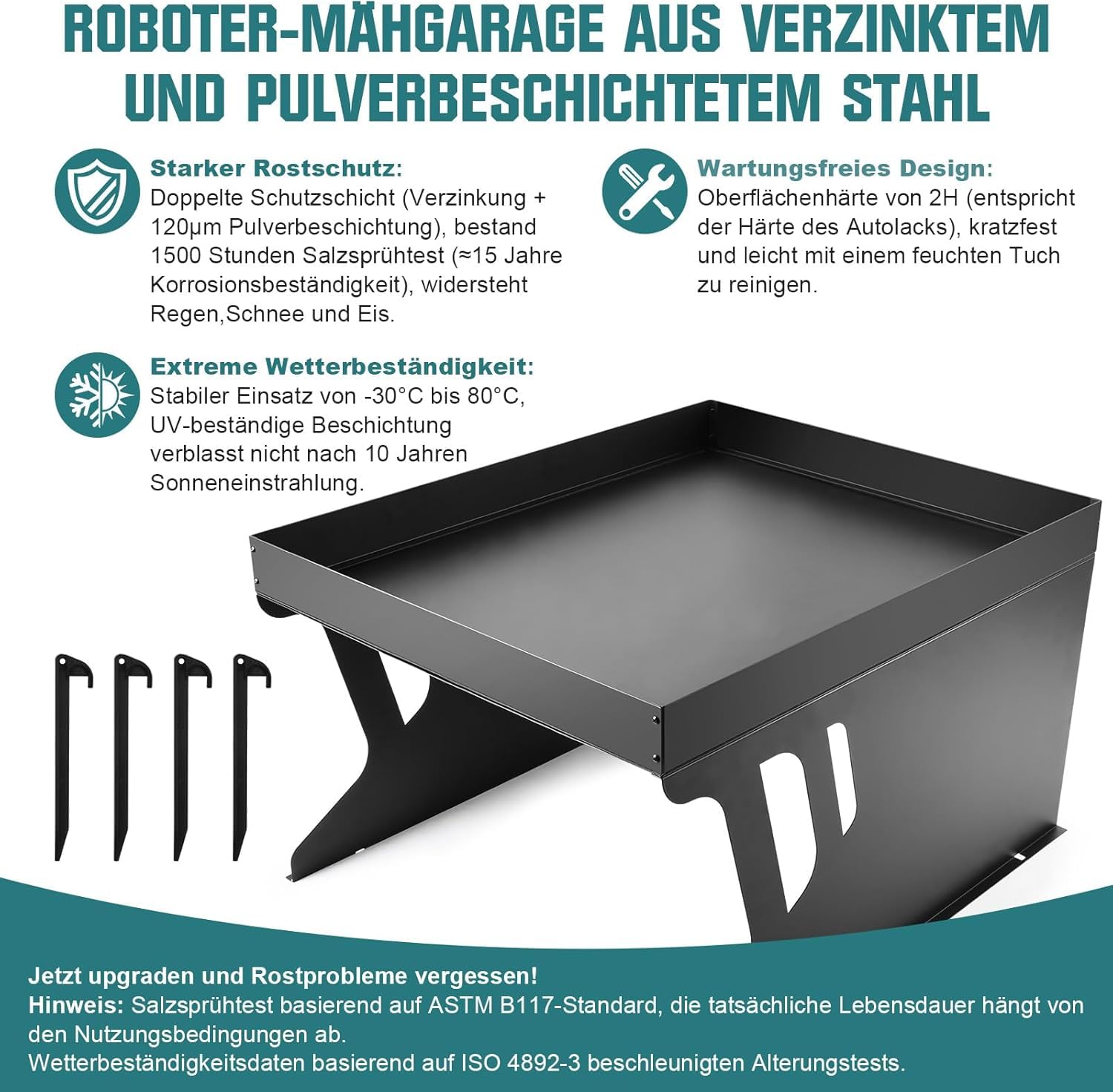 Mähroboter Garage mit Pflanzbeet 80x66x48cm Dach Carport für Rasenmäher | Metall Regenschutz Rostfrei Witterungsbeständig Sonnenschutz Universal Überdachung Unterstand Rasenmähroboter