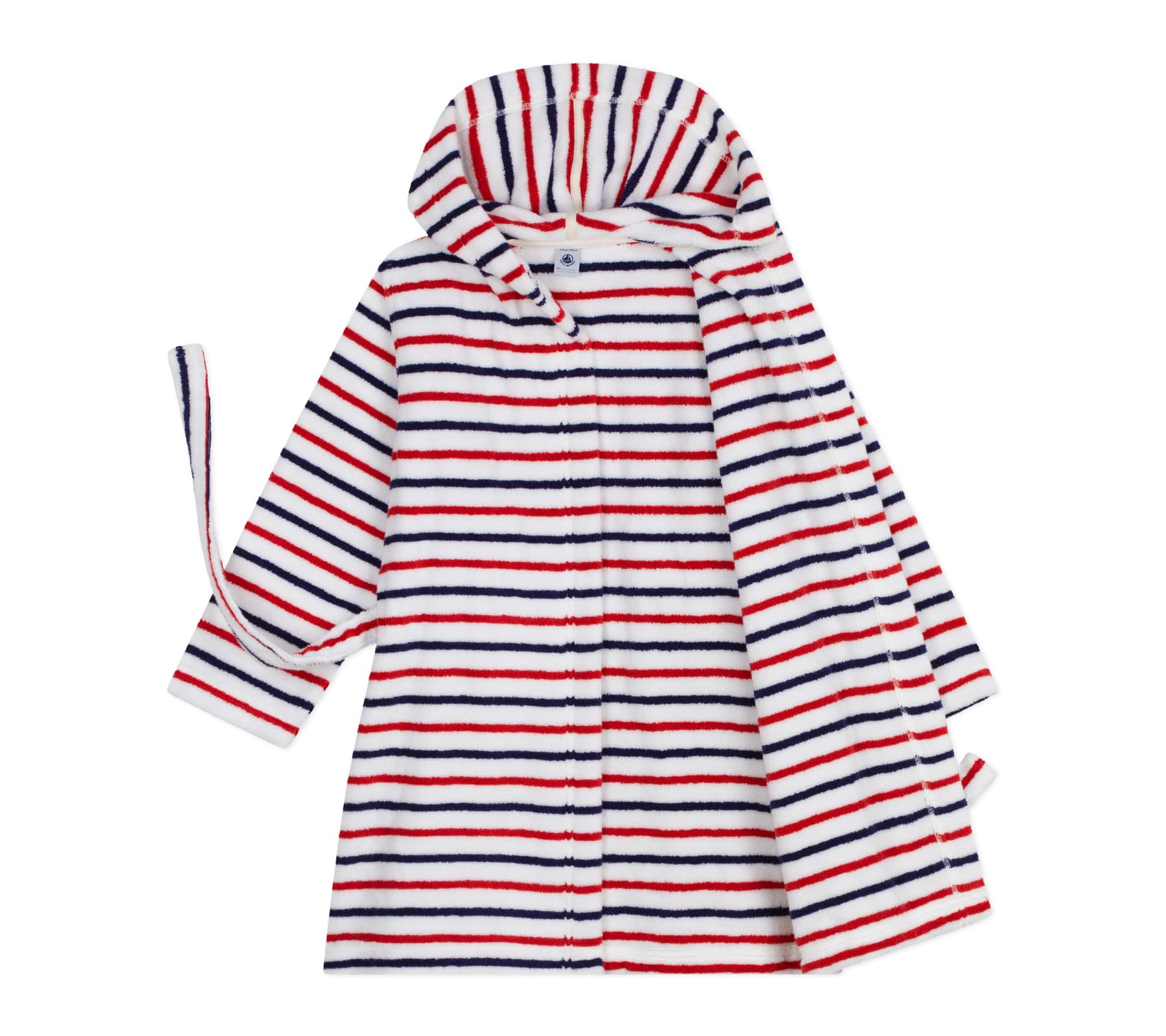 Petit Bateau Accappatoio Bambino in Spugna Cotone a Righe, Marshmallow/Multico, 2 anni