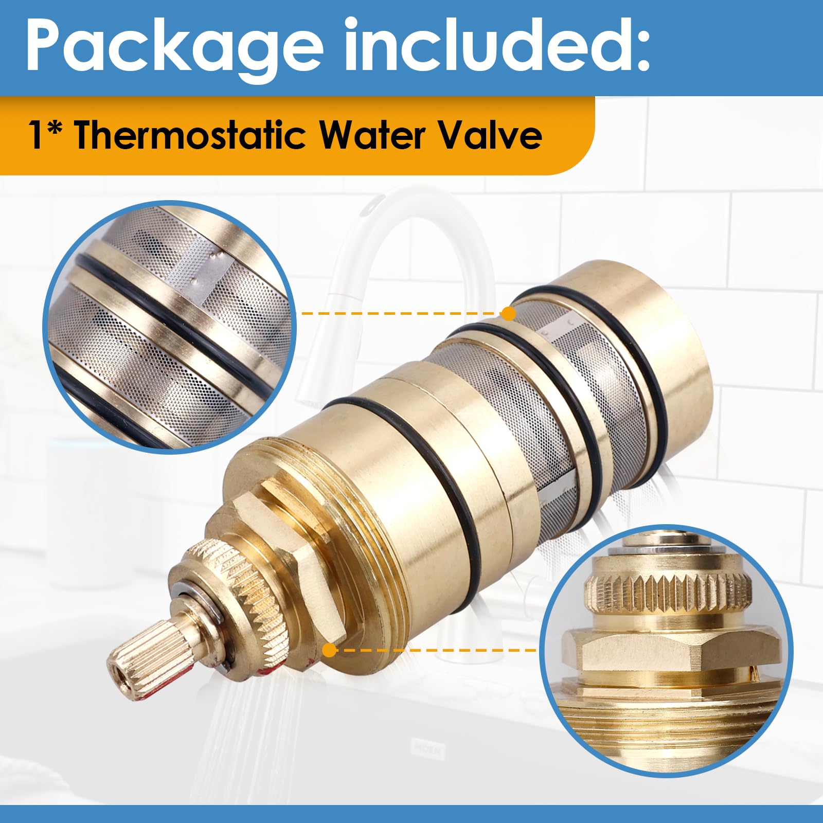 Válvula termostática de agua 130156, compatible con cartucho termostático Moen, pieza de fontanería de repuesto para grifo de ducha