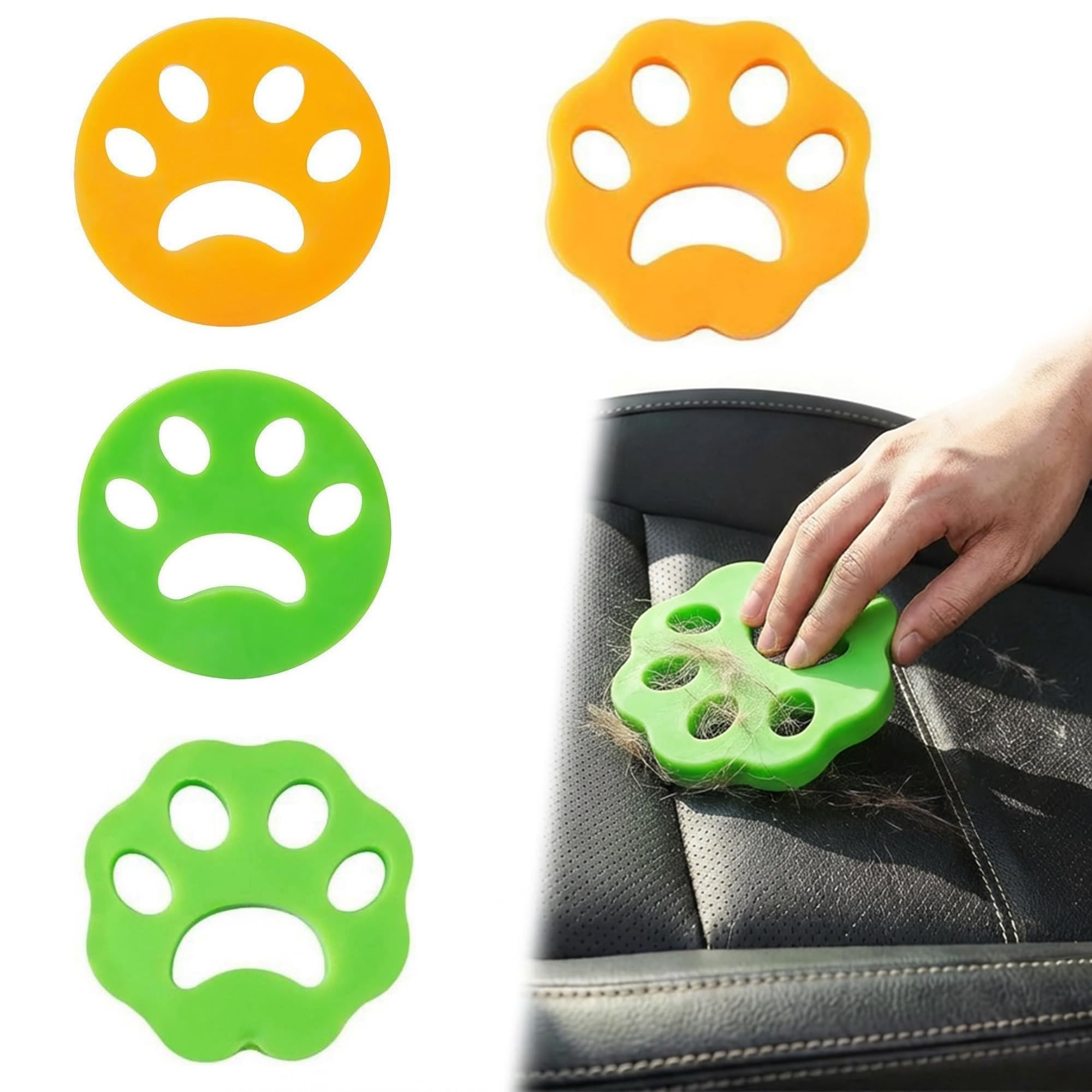 hankousi Set of 4 Pet Hair Remover for Washing Machine - 2 Green Circle & 2 Yellow Flower Shape, Reusable Cat & Dog Hair Catcher for Laundry, Dryer, Car & Furniture, Lint & Fur Remover