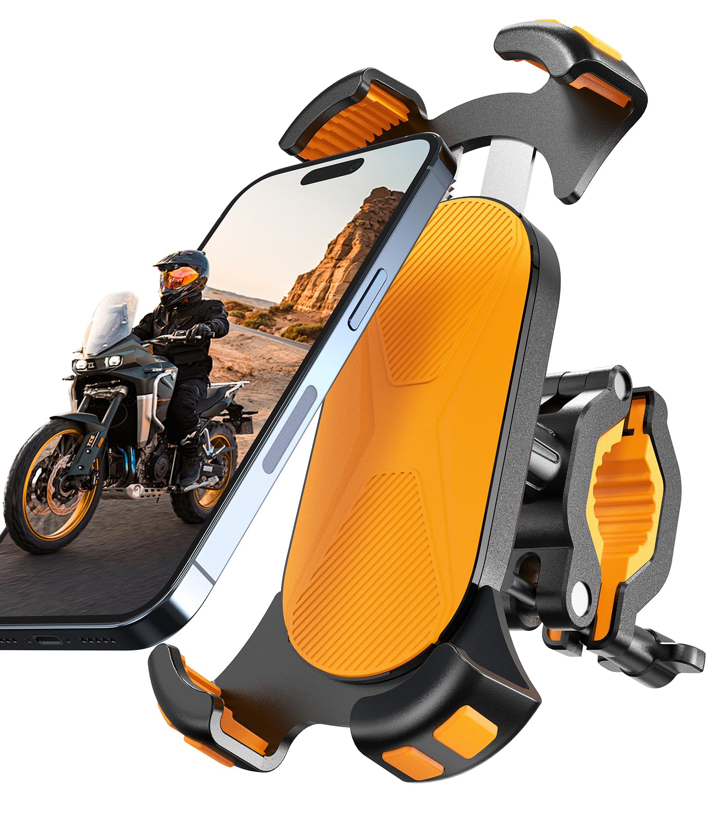 Deerfun Handyhalter Fahrrad, Handyhalterung Motorrad - 2024 Universal 360° Lenkerhalter für iPhone 15, 14 Pro Max Plus, für 4,7-7,0 Zoll Smartphones