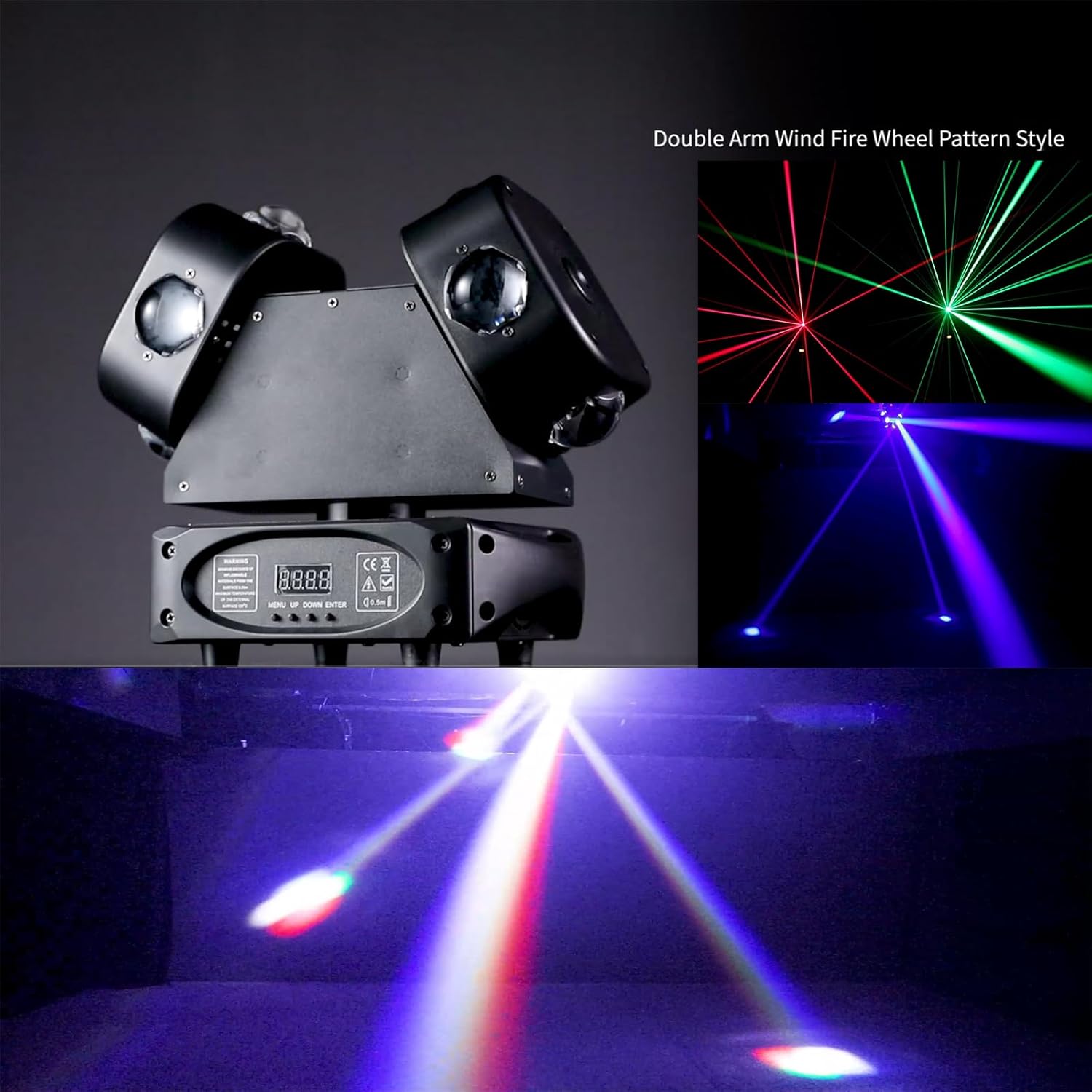 Moving Head Light, 120w RGBW 4in1 LED DJ Stage Lights, DMX 512 Control Infinite Rotation DJ Lights with Sound Activated for Wedding DJ Party and Live House