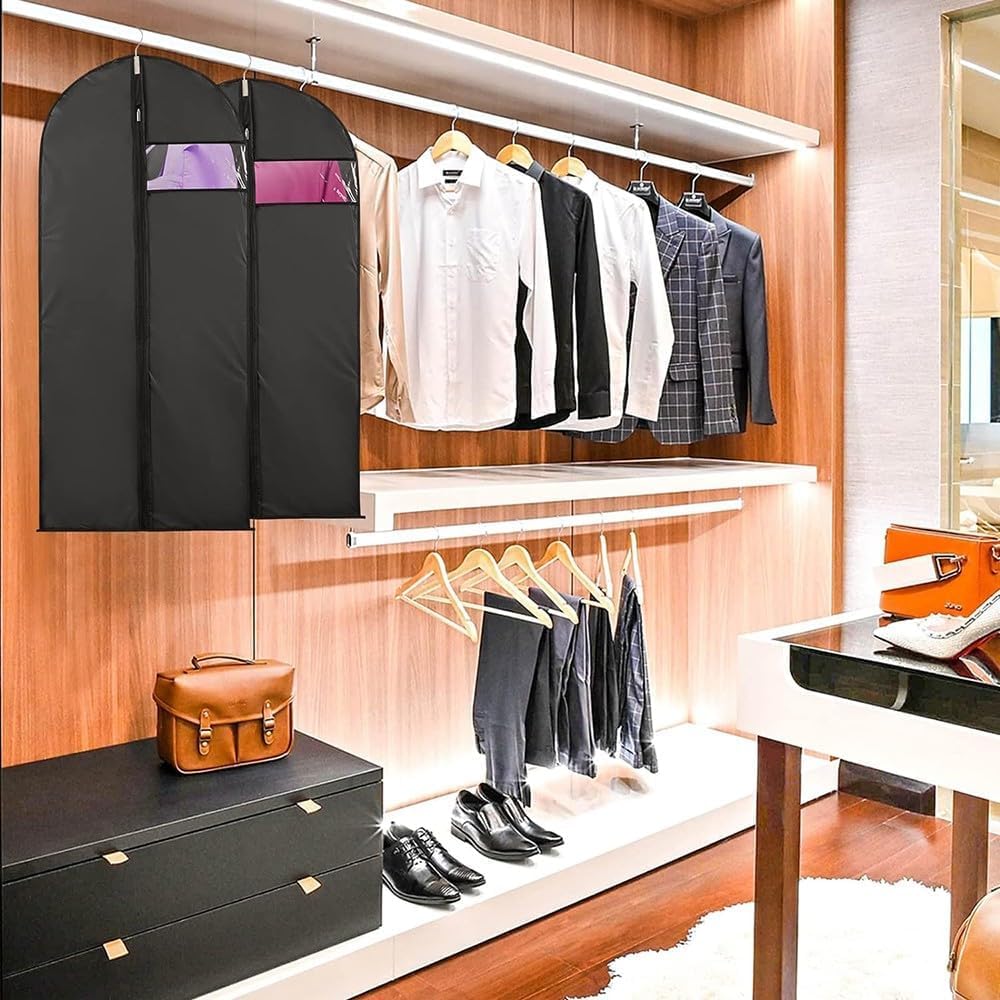 Bolsas de ropa para trajes y vestidos, fundas de ropa a prueba de polvo con ventana transparente, protectores de traje a prueba de polillas para almacenamiento en el armario y viajes