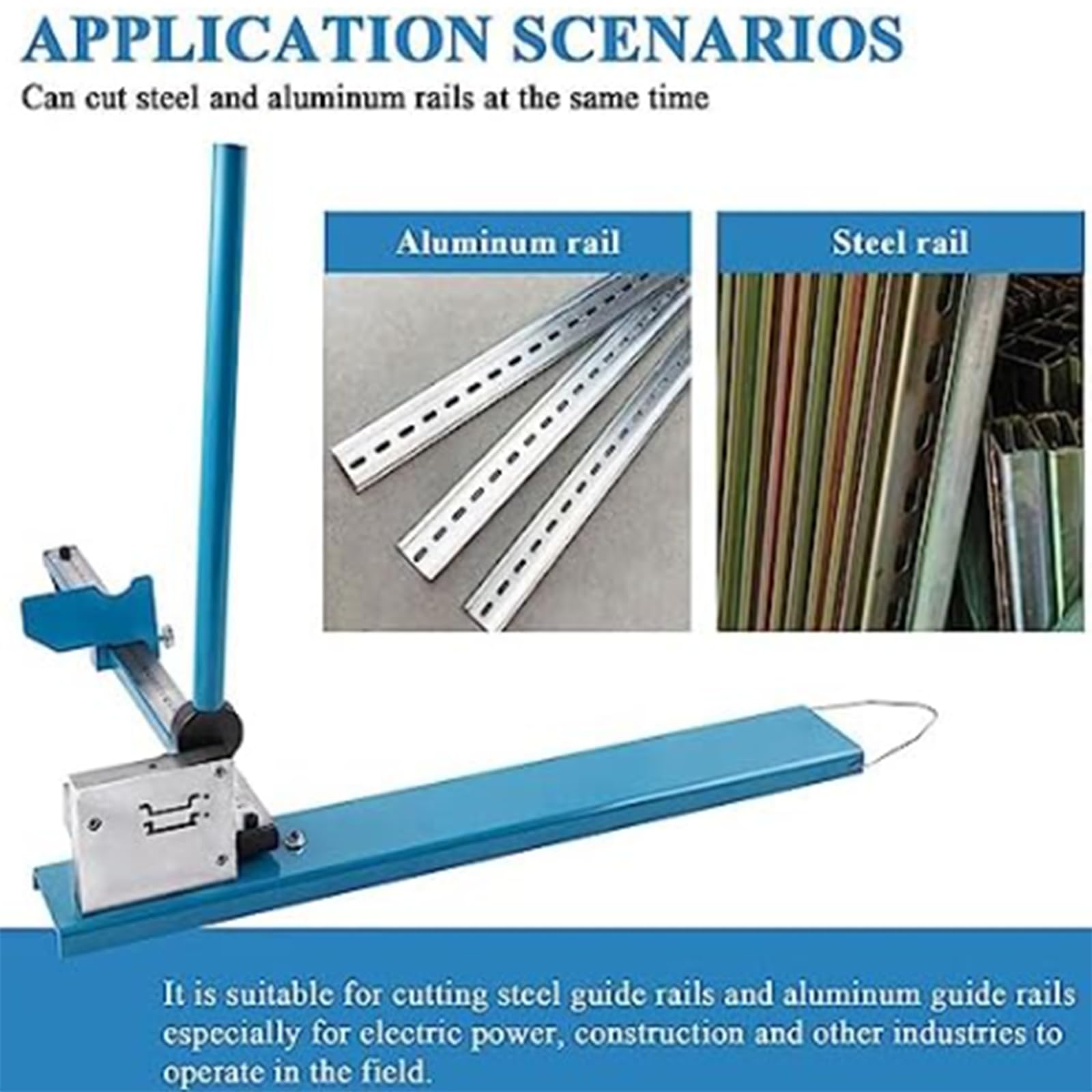 Cortador de riel guía de doble ranura para aluminio, hierro, acero, perfil alto/bajo, corte rápido con escala