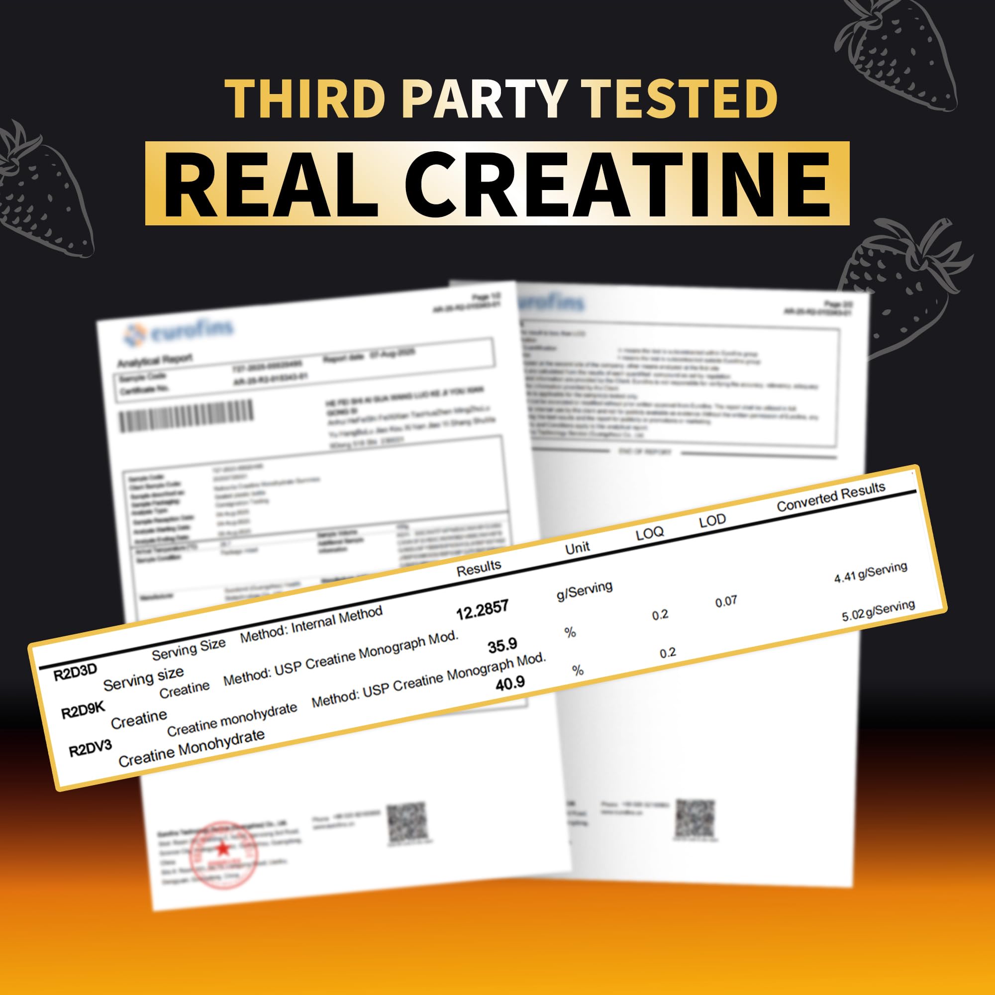 Creatine Monohydrate Gummies for Men & Women-5g of Creatine Monohydrate per Serving - Sugar Free,Vegan, Strawberry Flavor, 120 Count