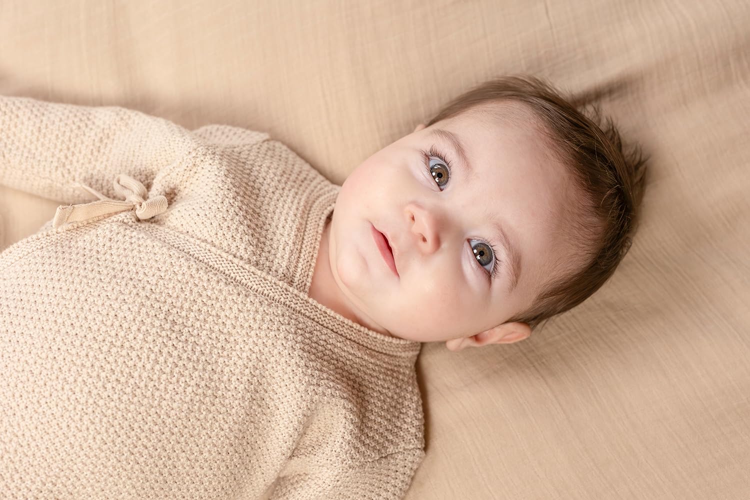 Little Dutch CL24224013 Strampler/Wickelstrampler langarm Strick - Newborn Naturals sand (Gr. 50)